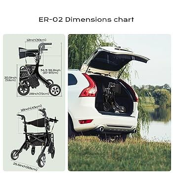 Amazon.com: ER-02 Sinceborn Rollator Walker with Seat 4 in 1