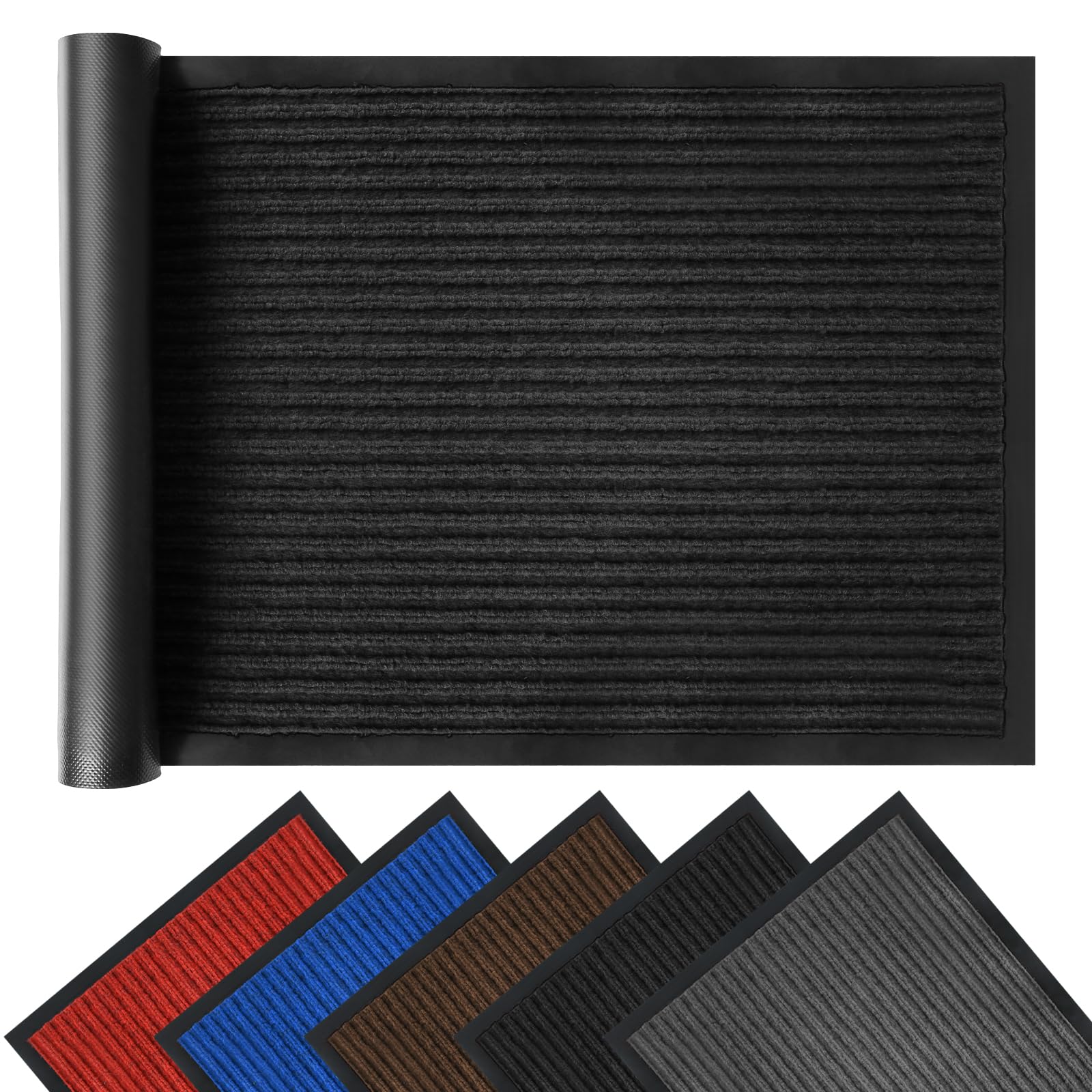 Door Mat Outside and Inside Entrance,Front Door Mat 36" x 24"-Low Profile,Water Absorbent and Stain Resistant Welcome Matts for Home High Traffic Area,Black