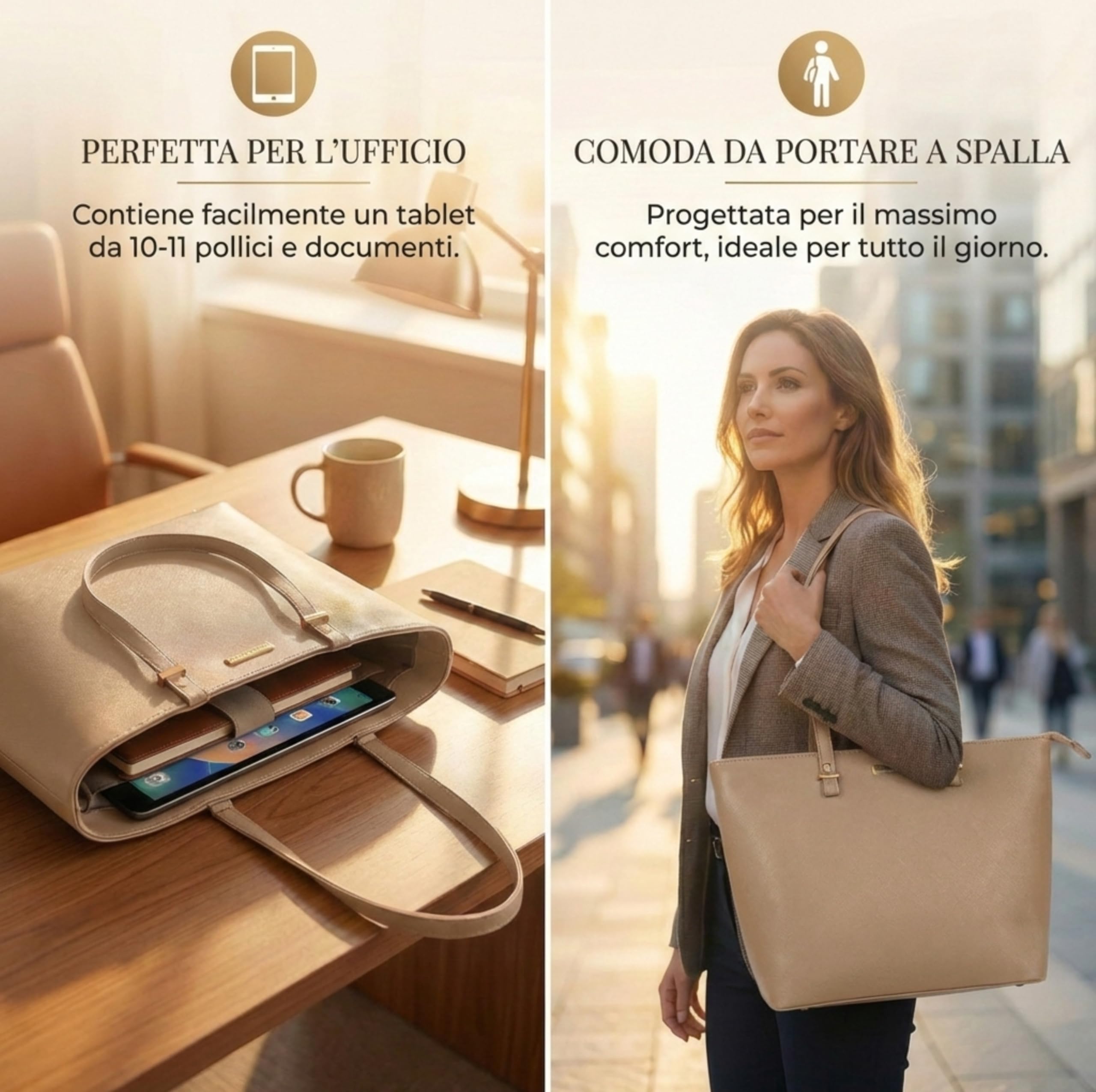 Gallup Divas Bolso de Hombro Mujer Negro con Cremallera Externa Diseño Clásico (Beige)