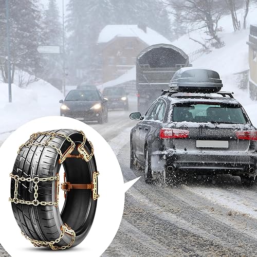 Miniatura 7 de Cadenas de nieve ajustables para neumáticos para SUV, camioneta, ajuste rápido, cadenas de neumáticos de fácil instalación, cadenas gruesas para