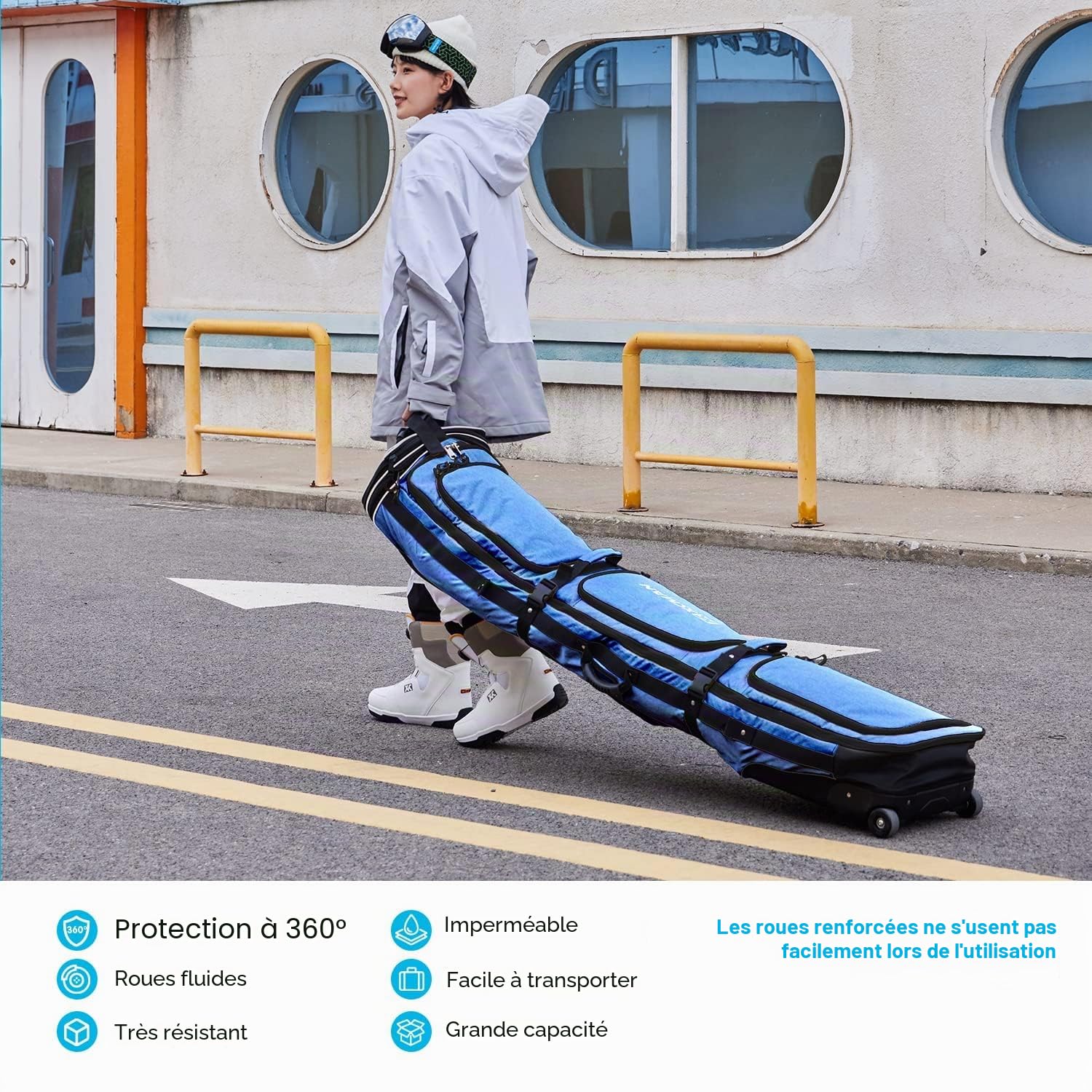 XCMAN Sac à roulettes pour Snowboard à Longueur réglable