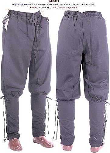 Miniatura 3 de Pantalones de algodón medievales con banda de tobillo vikingo dagorhir renacentista pirata para hombre