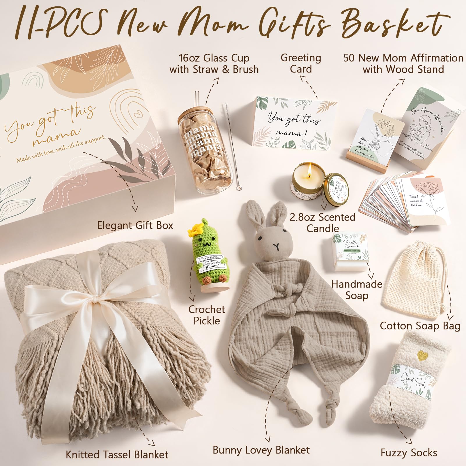 Paquete de regalos para la nueva mamá para mujeres, regalos posparto para la nueva mamá después del nacimiento, regalos de embarazo para embarazadas por primera vez, cesta de regalo, regalo de