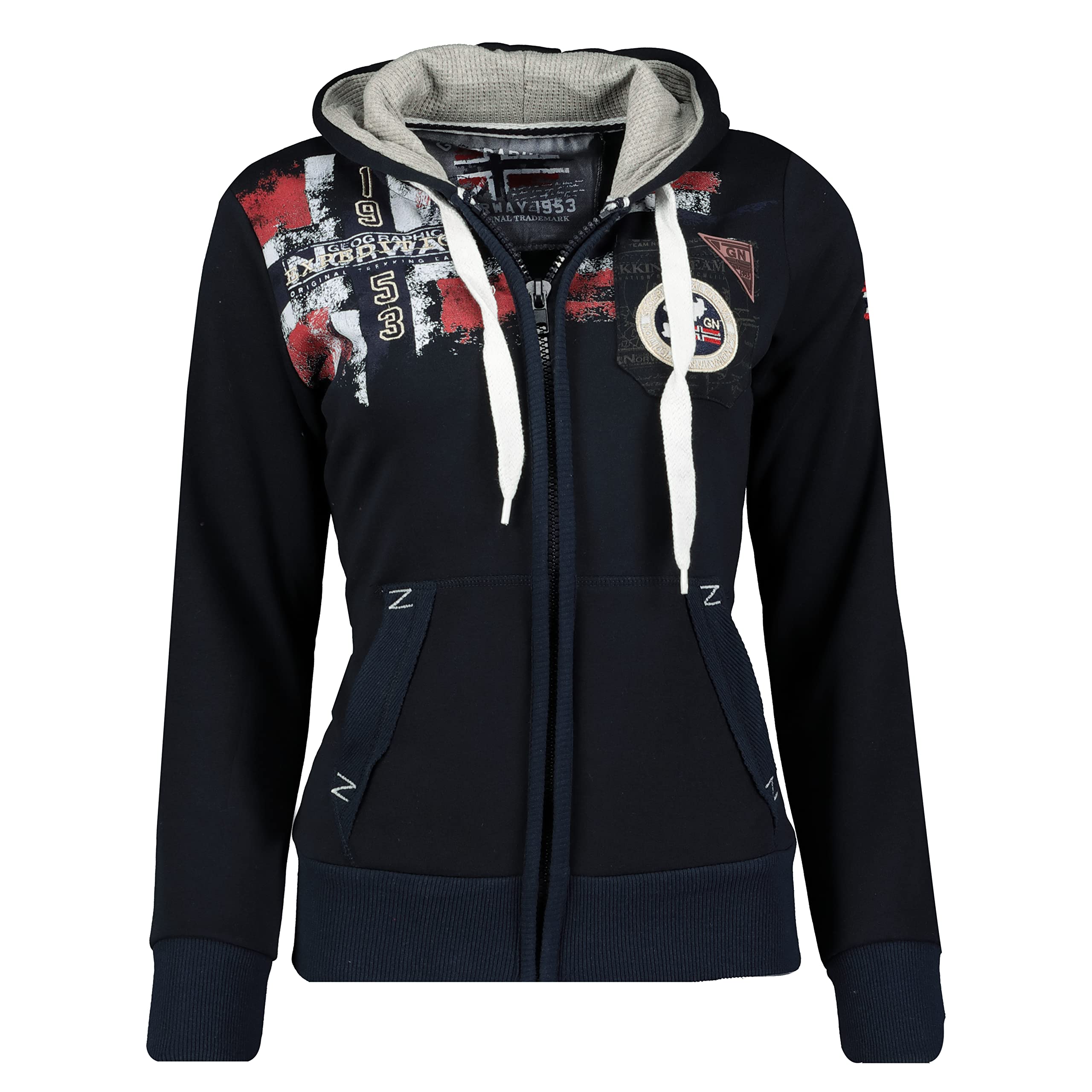 Geographical Norway Fespote Lady - Sudaderas Mujer con Capucha Y Bolsillos - Sudadera Manga Larga Chaqueta Caliente - Cremallera Jersey Mujeres Primavera Verano Otoño Invierno