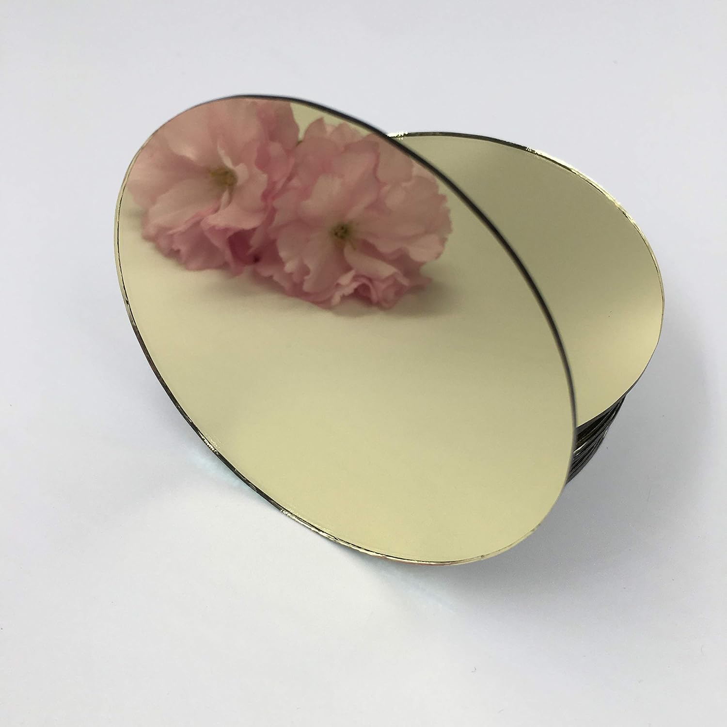 3" Round Mirror Tiles Gold Coated Craft Mirrors Bulk 30 Pieces for Artcraft Home Mosaic Decoration (Gold, Dia3‘’)