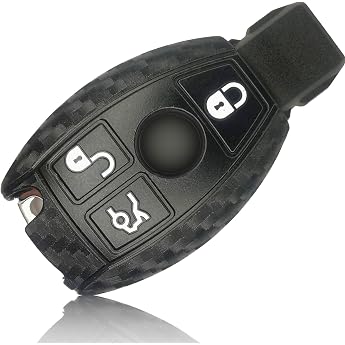 FOAMO Car Key Case Compatible with Mercedes Benz 3 Buttons - Silicone Protective Cover Key Case in Carbon Black
