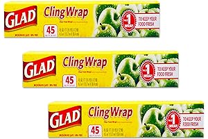 Glad Wrap Plastic Wrap - 3 Pack Bulk Plastic Cling Wrap Rolls...