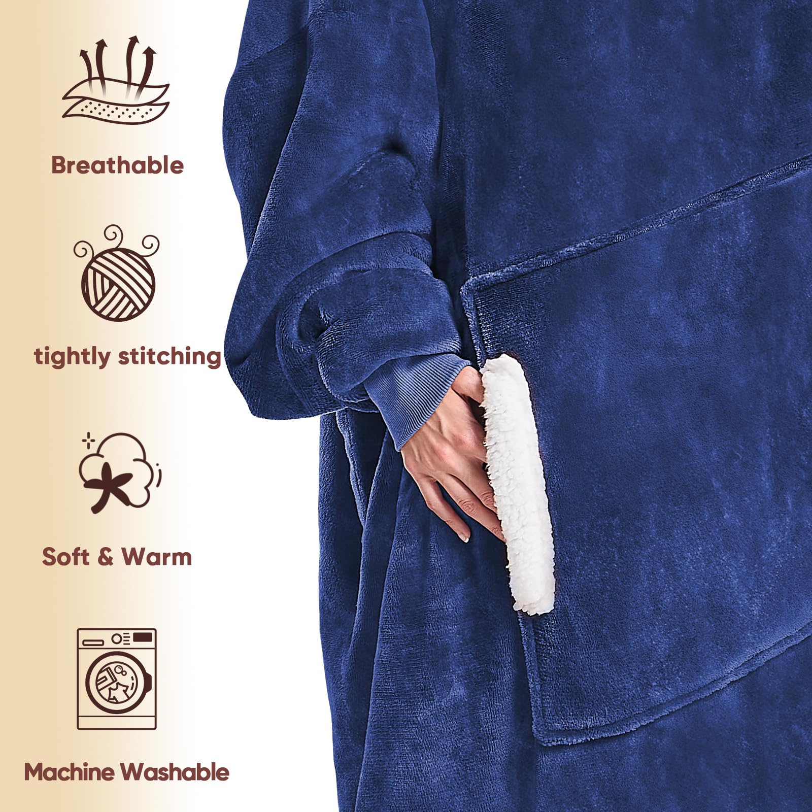 Birthday Gifts For Women Sherpa Wearable Blanket With Sleeves