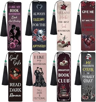 Sitsink Gothic Diamond Art Bookmarks - 8 Pcs Dark Romance Diamond Painting Bookmarks Horror Halloween Christmas Gifts for Women DIY Gem Art Rhinestone Crafts Kit for Women