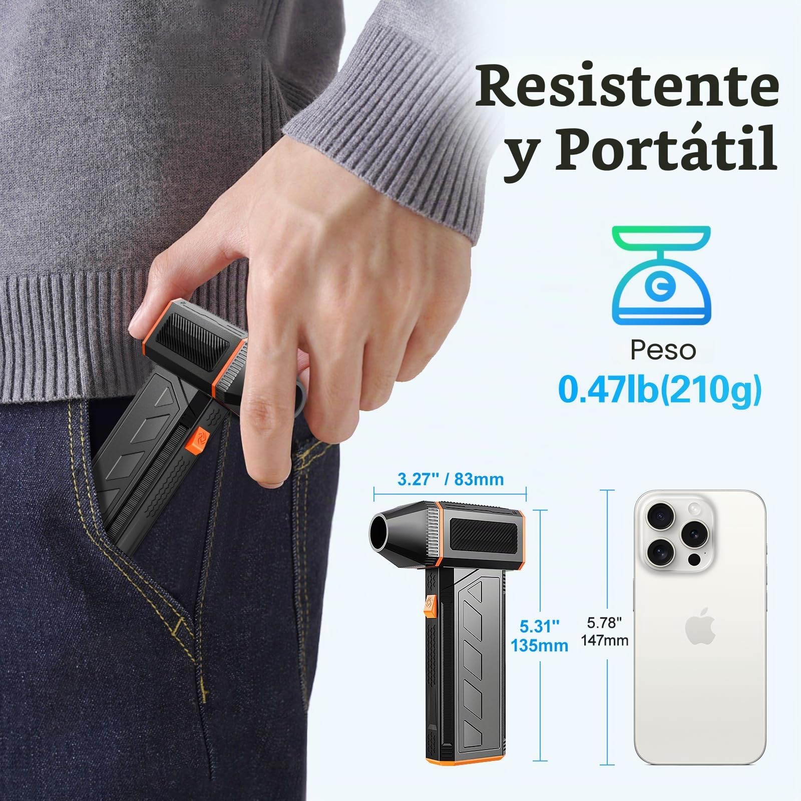 Soplador de Polvo Eléctrico 130000 RPM 3 Velocidades Recargable Aire Comprimido Limpieza PC Soplador Aire Comprimido para PC Laptop Teclado Coche Sofá Sustituye Al Spray de Aire Comprimido