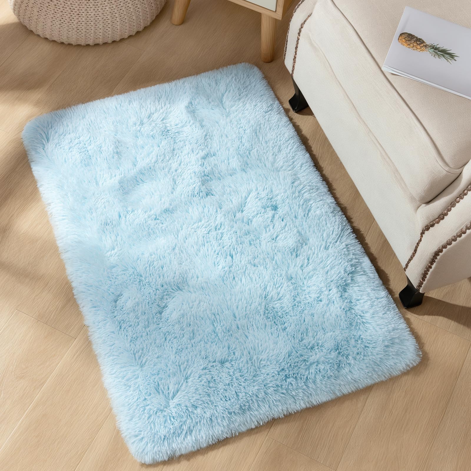 alohaさま cotton mini rug 4dot light blue Origin 21 with STAINMASTER Wave 5 X 8 (ft) Blue Outdoor Area Rug