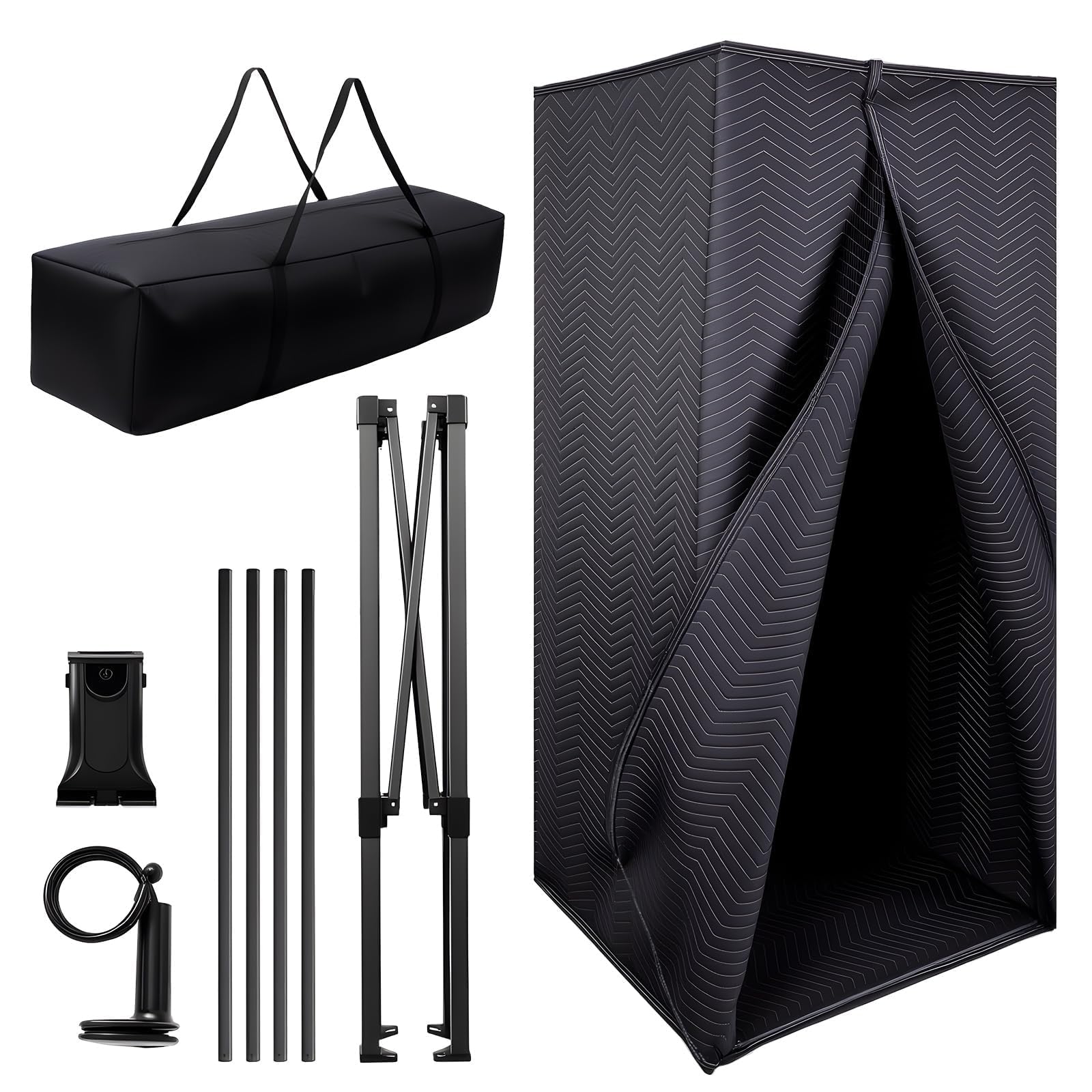 Tragbare Gesangskabine, 1,9 m Höhe, echofreie Aufnahmekabine Sound Booth, Faltbare Home Recording Studio Vocal Booth mit Tragetasche, für Voiceover, Musik, Spiel, Podcasts, Schwarz