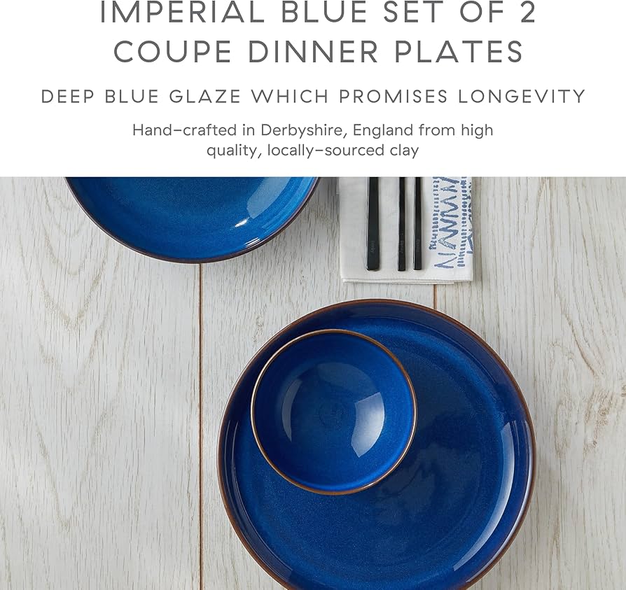 Amazon.com | Denby 1048825 Imperial Blue 2 Piece Coupe Dinner