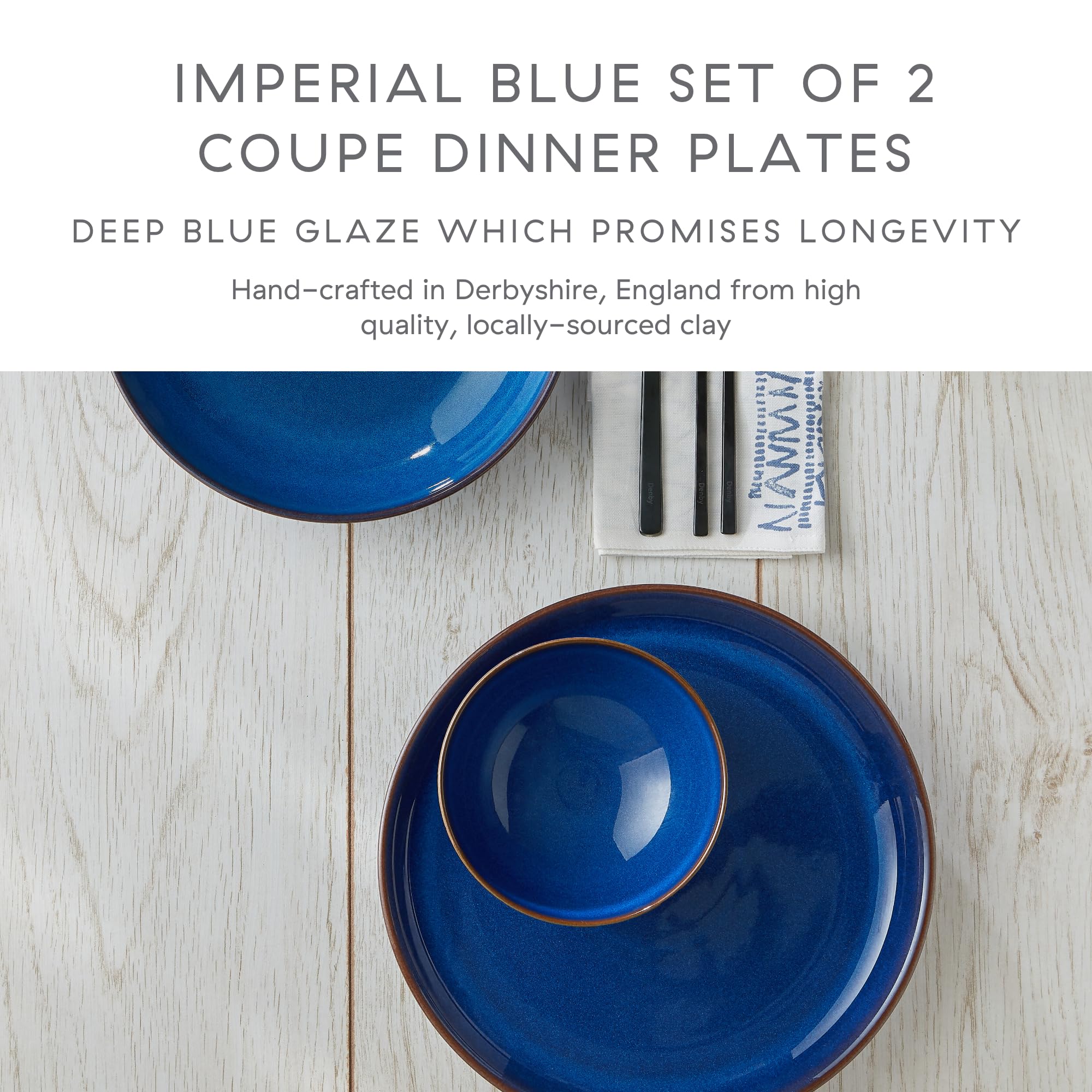 Amazon.com | Denby 1048825 Imperial Blue 2 Piece Coupe Dinner