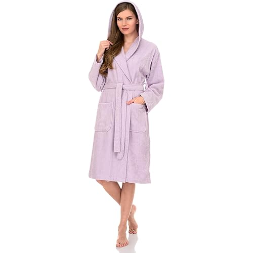 TowelSelections Womens Hooded Robe Cotton Soft Towel Bathrobe Terry Cloth Shower Bath Robes for Women XS to 3X