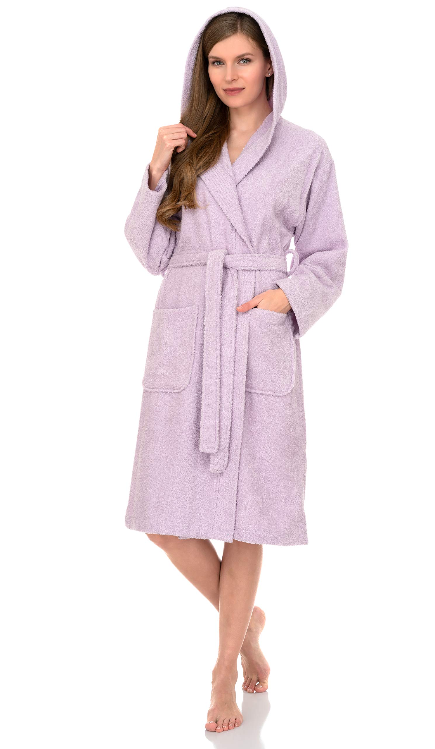 TowelSelections Womens Hooded Robe Cotton Soft Towel Bathrobe Terry Cloth Shower Bath Robes for Women XS to 3X