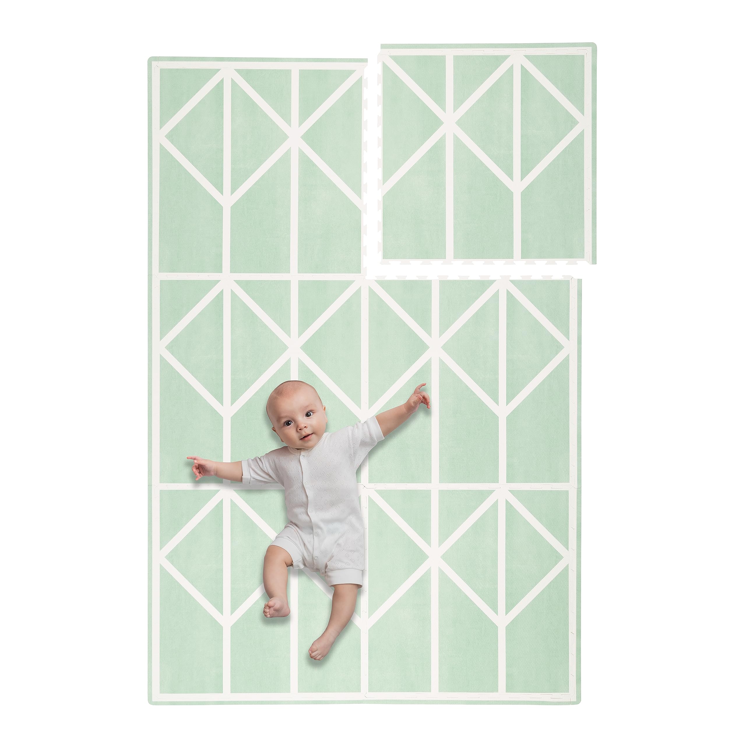 Toddlekind Premium Krabbelmatte 180x120cm - Weiche, BPA-freie und nachhaltige Spielmatte für Babys - 6-teilige Puzzlematte aus Eva-Schaumstoff - Ideal als Krabbelteppich fürs Kinderzimmer - Hellgrün