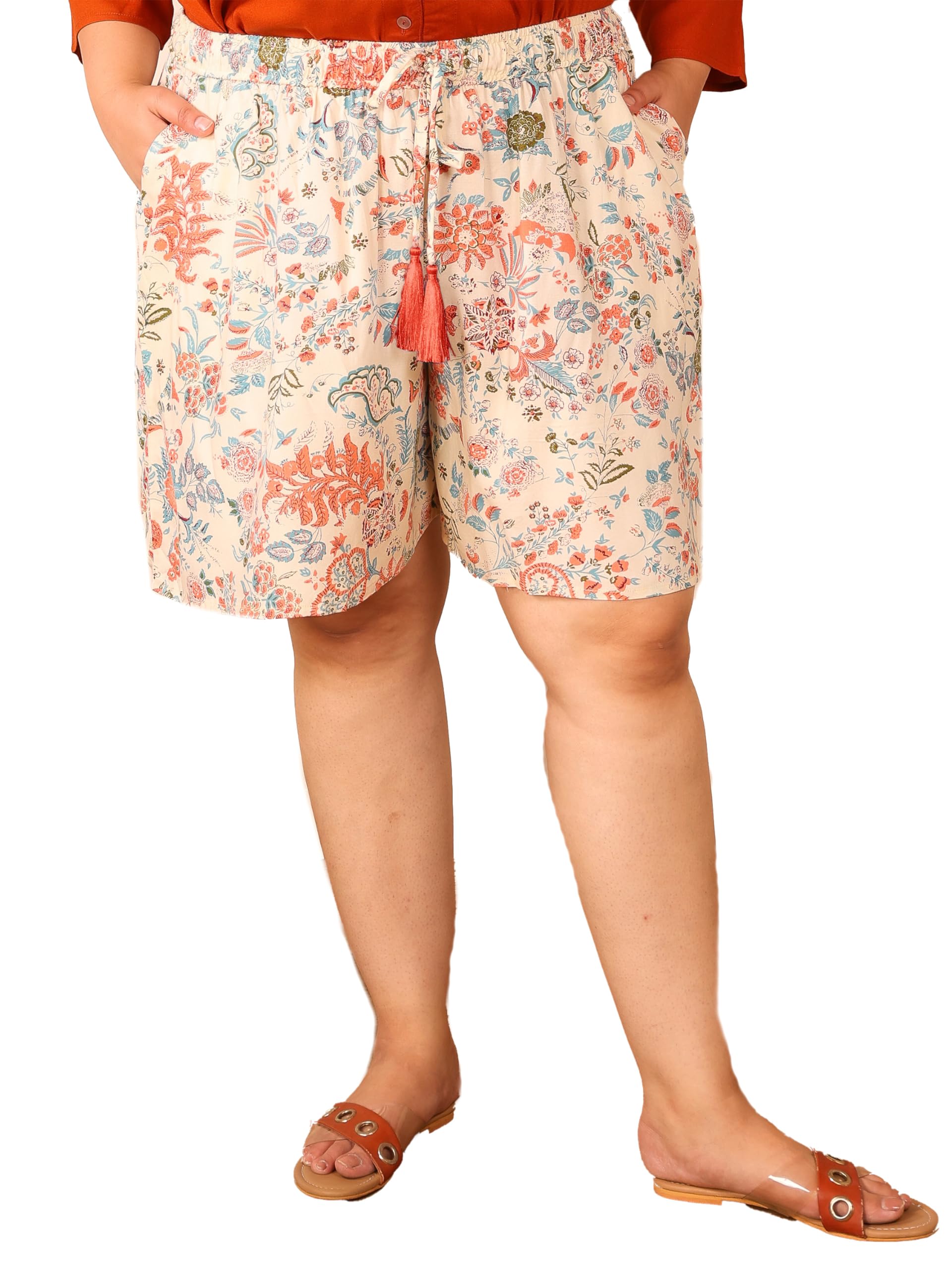 indietoga Women's Plus Size Printed Rayon Lounge Shorts (XL to 7XL)-picture-29