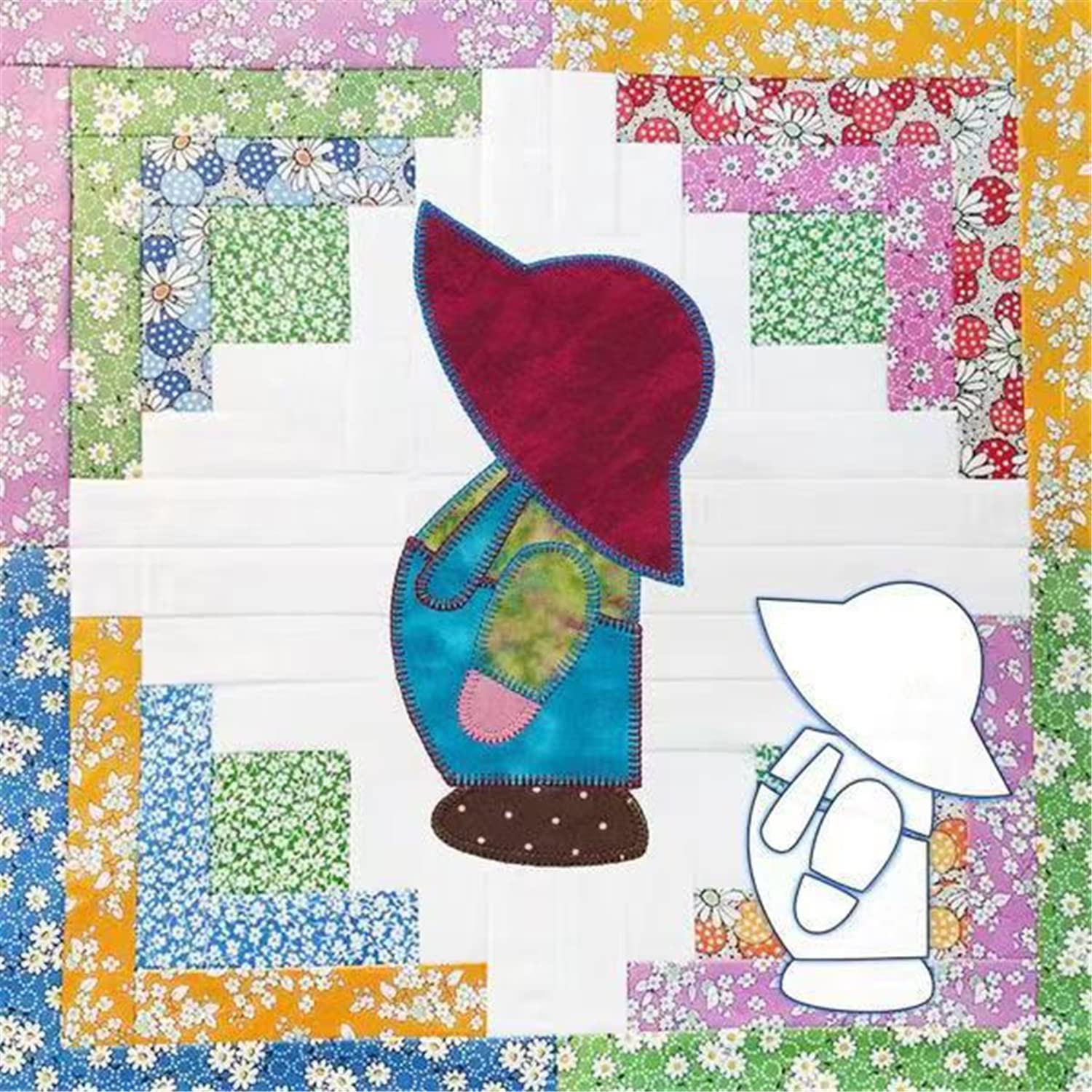 Guasdie A 12" Sunbonnet Sue Quilting Stencil, Crazy Fan Quilt Template Cutting Ruler Set, Crylic Quilting Templates For Professional Tailors Pprentices Diy Quilting Sewing Crafts Embroidery,