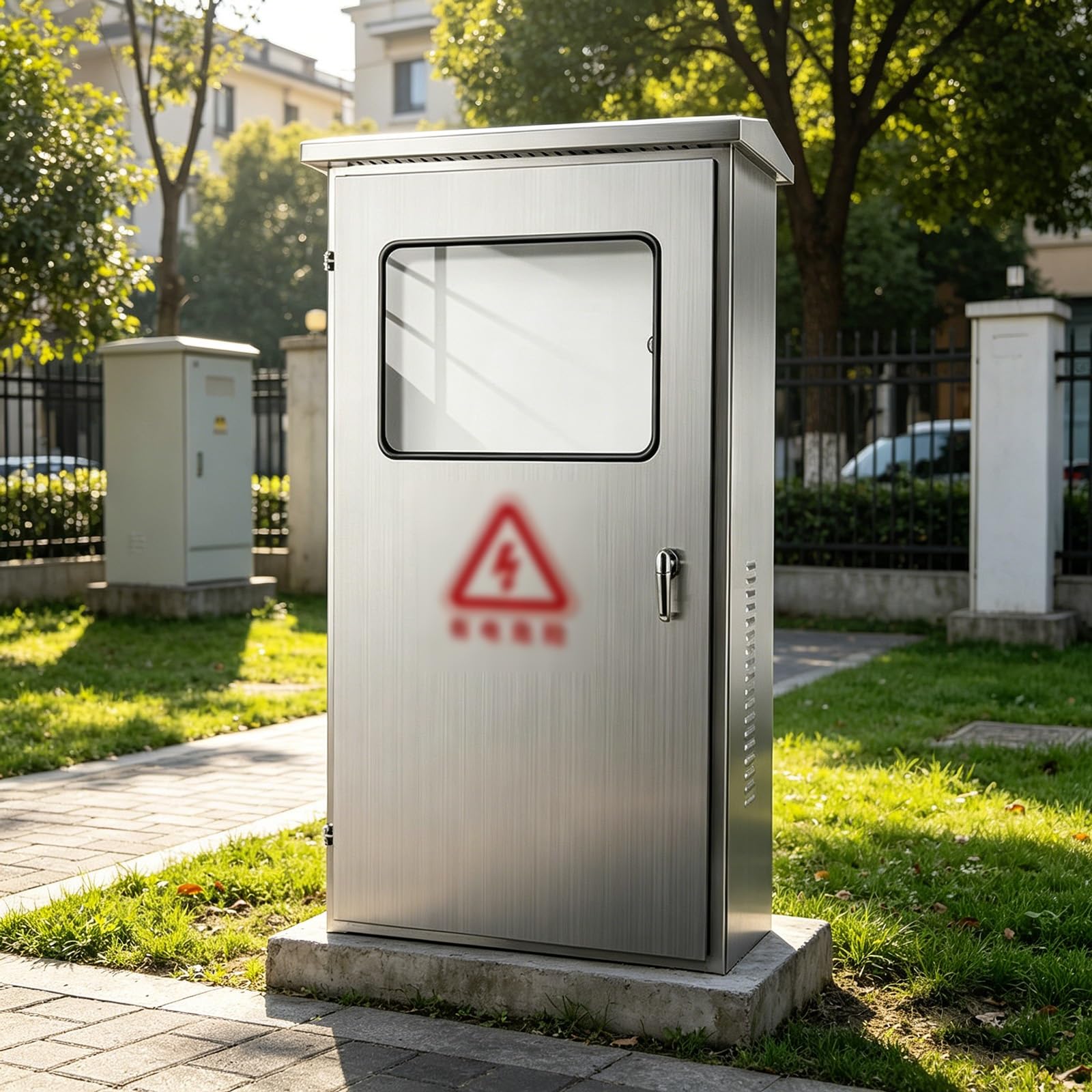 Elektrokasten, Großer Wetterfester Stand Schaltschrank aus Metall für den außenbereich, Verteilerkasten Wasserdicht mit Schrägdach, Schutzart IP55(120x60x35cm/47x24x14in)