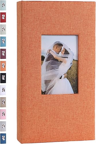 Álbum de fotos de 4 x 6 pulgadas, 300 fotos, cubierta personalizada, libro de fotos para boda, bebé, aniversario familiar, libro de fotos, naranja,