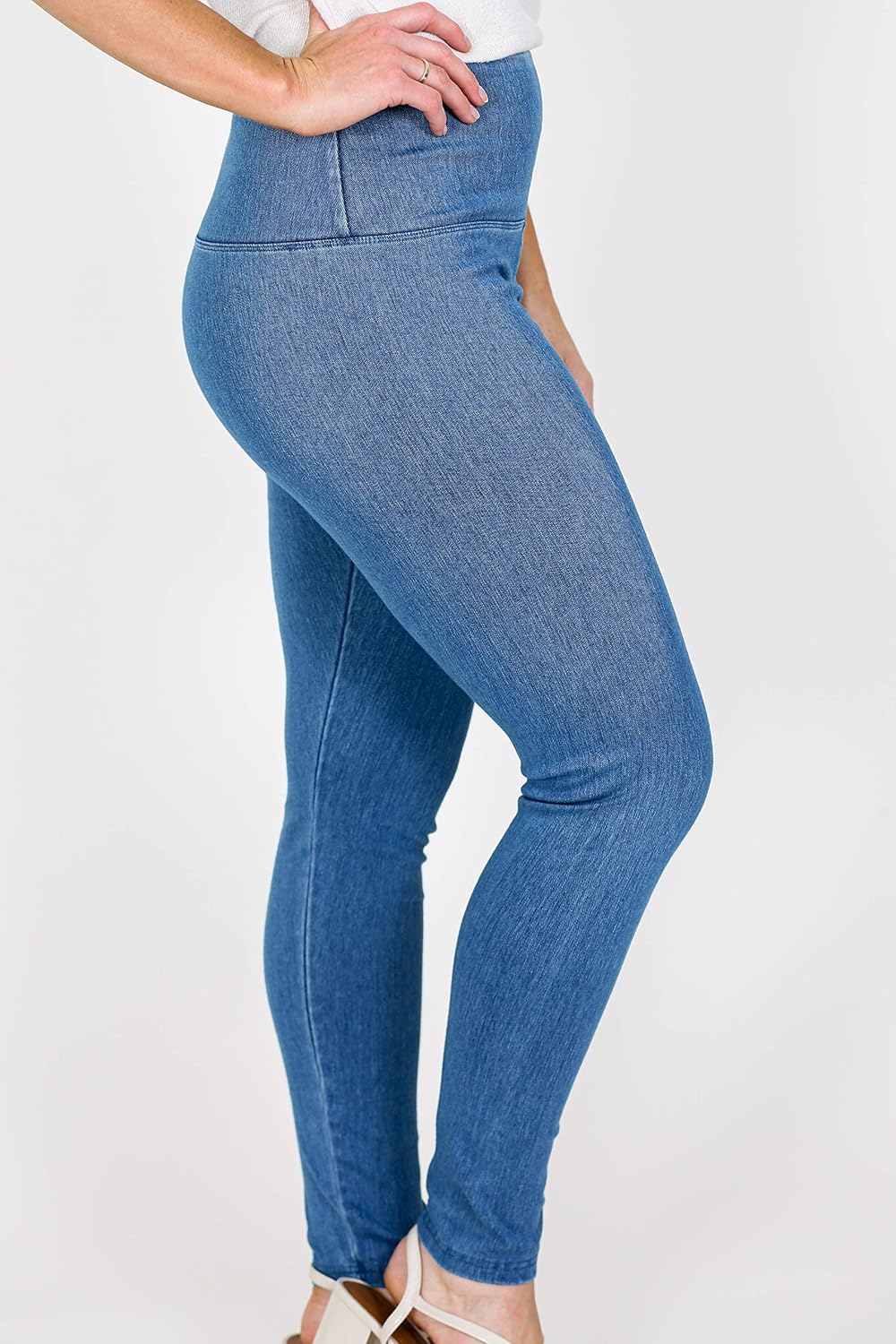 INTRO. Tummy Control High Waist Pull-On Cotton Poly Spandex Legging Denim - Image 2