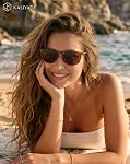 KALIYADI Lunettes de soleil Femmes Polarisées - Lunettes de Soleil: Lunettes de lumière tendance avec UV400 Style rétro pour faire du shopping sur la plage