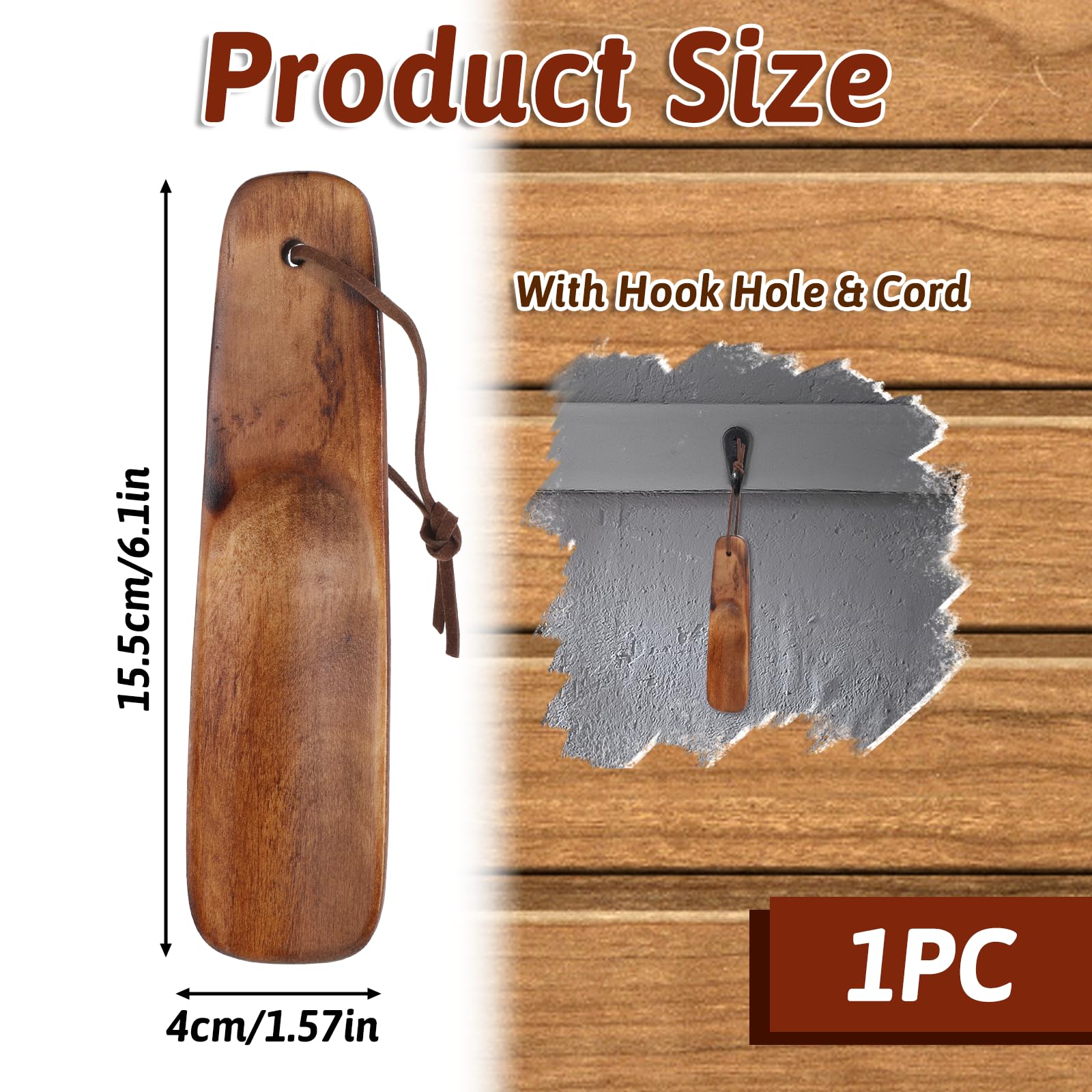 Calzador de madera pequeño, calzador de zapatos pequeño, color marrón, de madera, pequeño zapatero, cuerno para zapatos, ayuda para zapatos con cuerda colgante para hombres y mujeres embarazadas (15,5