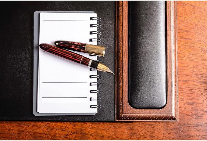 Dacasso Wood & Leather Desk Pad con Rieles Laterales - Protector de Escritorio (Nogal y Negro, 86 x 51 cm) miniatura 5