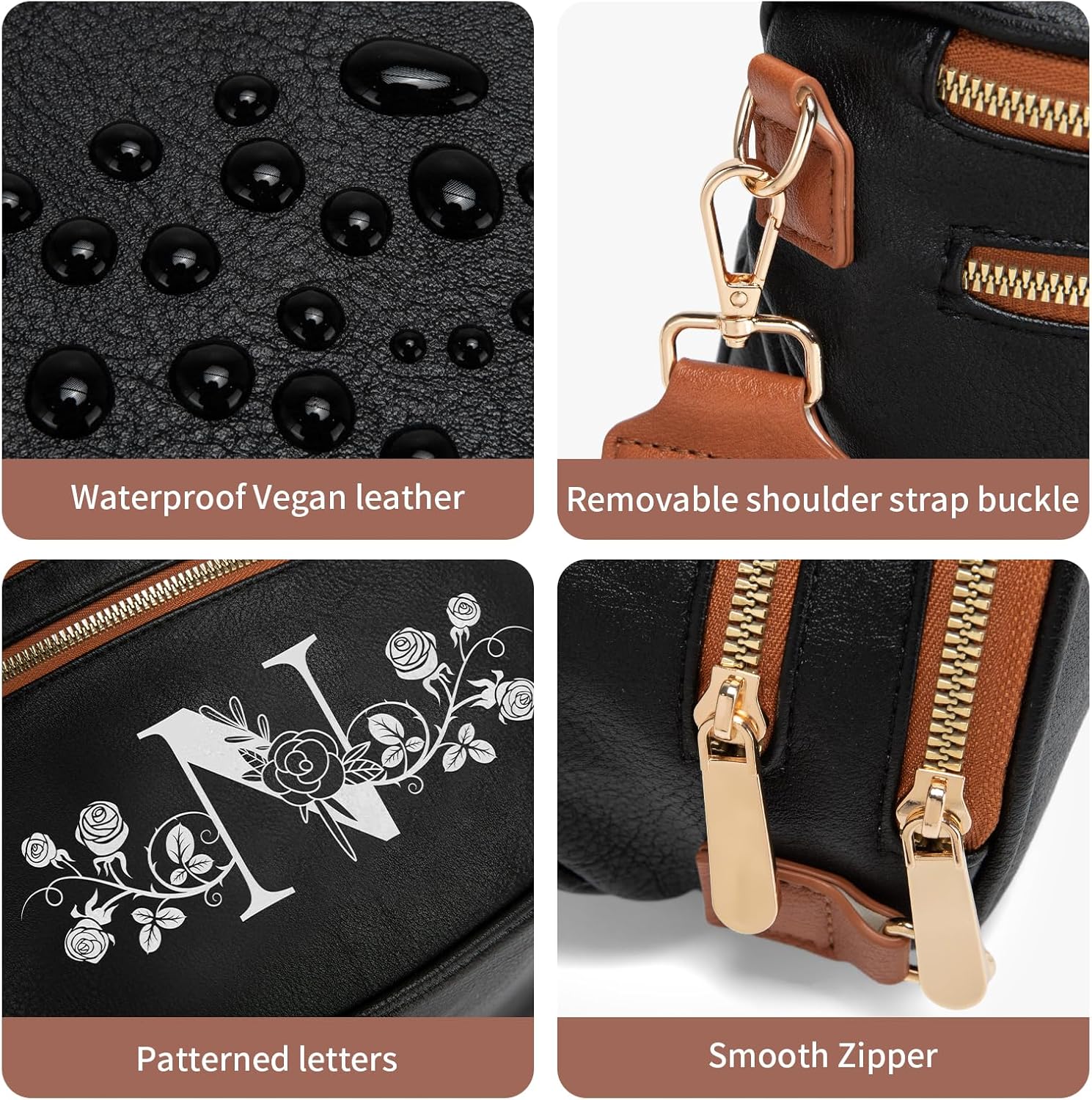 Viverte Personalized Gifts for Women Initial Bum Bags Pu Leather Crossbody Bags Letters Purses for Mom