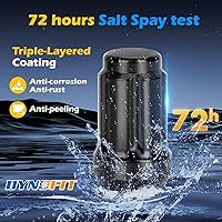 Vista 3 de dynofit Tuercas de rueda de 1/2x20, 4 tuercas de orejeta cromadas negras de 1/2''-20 del mercado de accesorios con 1 llave, asiento cónico/cono