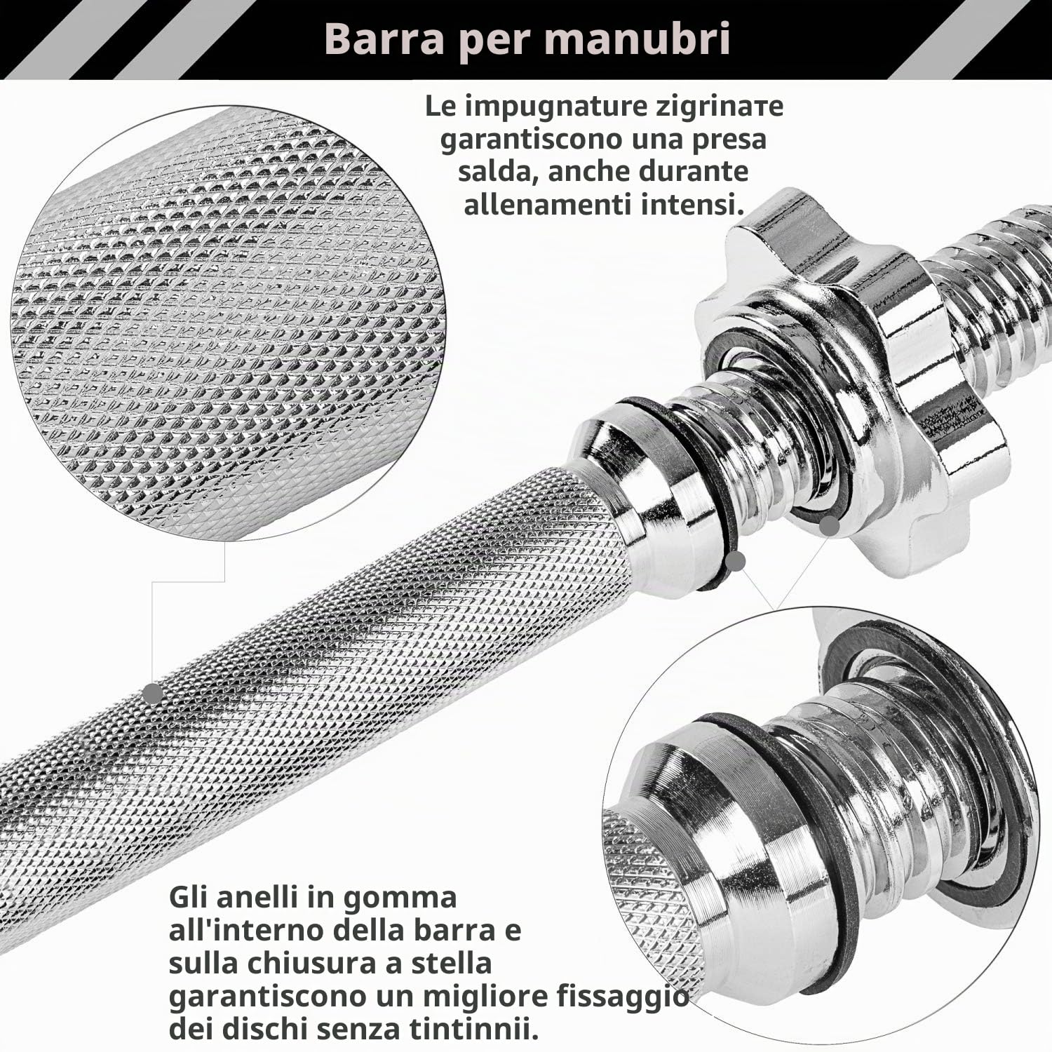 MOVIT Set di 2 Manubri - 20 kg/30 kg/40 kg/50 kg /60 kg, Impugnatura Zigrinata, in Ghisa, Barra da 30 mm, Chiusura a Vite - Manubrio Corto Pesi, Dumbbell, Piastre, Palestra, Fitness