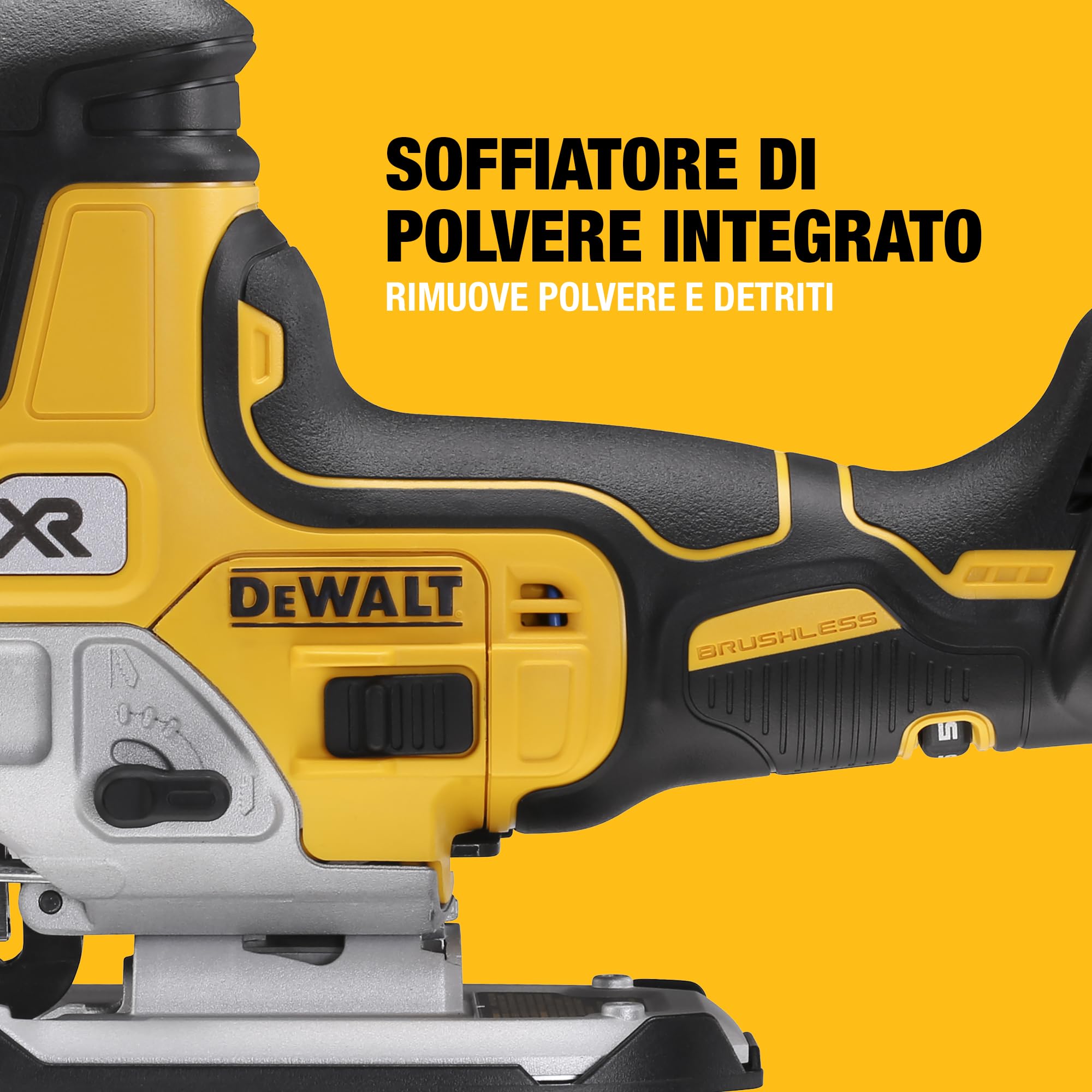 DEWALT Seghetto alternativo 18 V XR senza spazzole, impugnatura sul corpo, solo corpo macchina, DCS335N-XJ