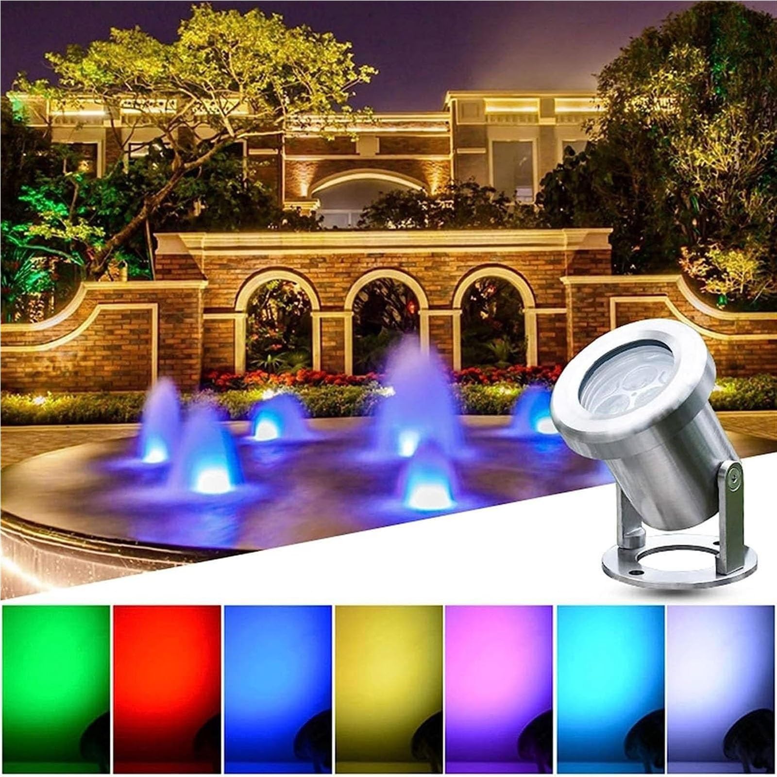 Spot LED Fontaine - Faisceau De Lumière LED Projecteurs, Lumière Submersible De Fontaine De LED D'acier Inoxydable Imperméable IP68, Pour La Lampe De Paysage De Rocaille D'étang De Piscine(Warm Light,