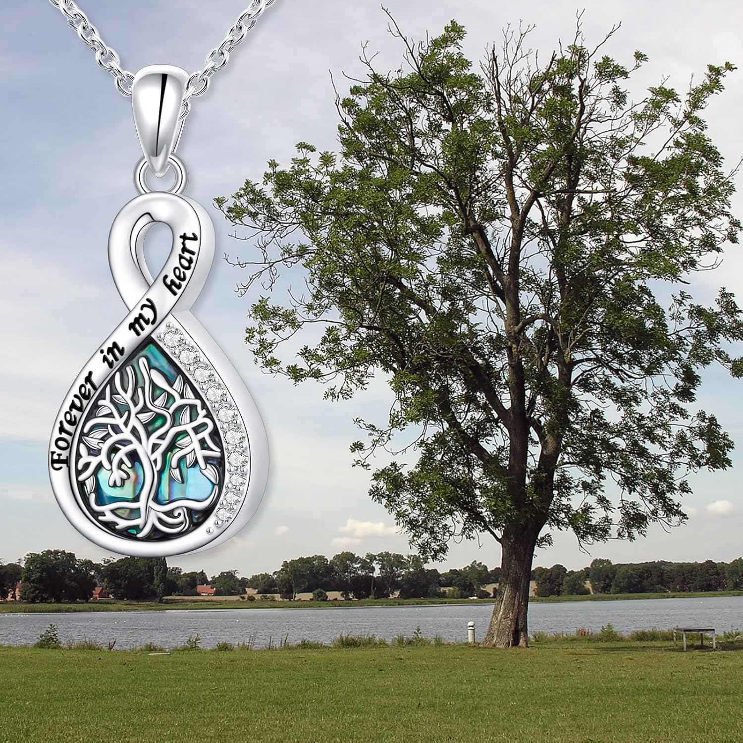 925 Sterling Silver Butterfly Sunflower/Tree of Life/Cross/Hummingbird/Star Moon/Guardian Urn Necklace for Ashes Abalone Shell Keepsake Pendant Necklace Memorial Cremation Jewelry Gifts for Women - Image 6