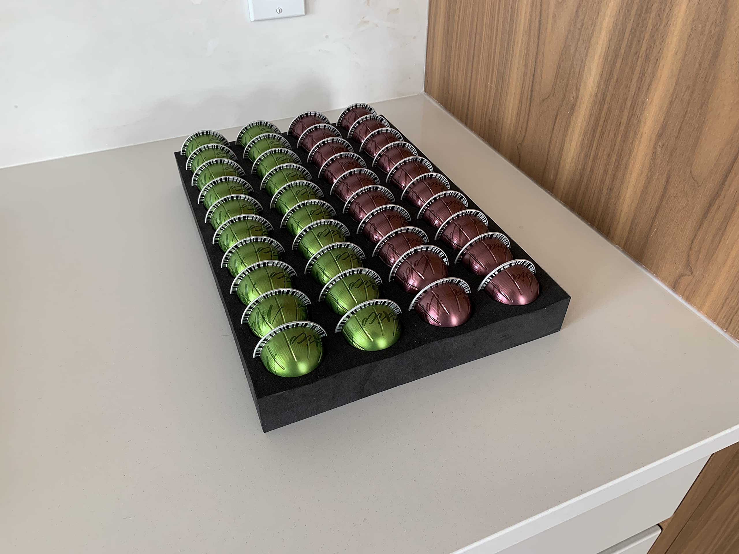 Bandeja de almacenamiento para cápsulas de café, organizador compatible con Nespresso Vertuoline para cajón o encimera, capacidad de 40 cápsulas Vertuo
