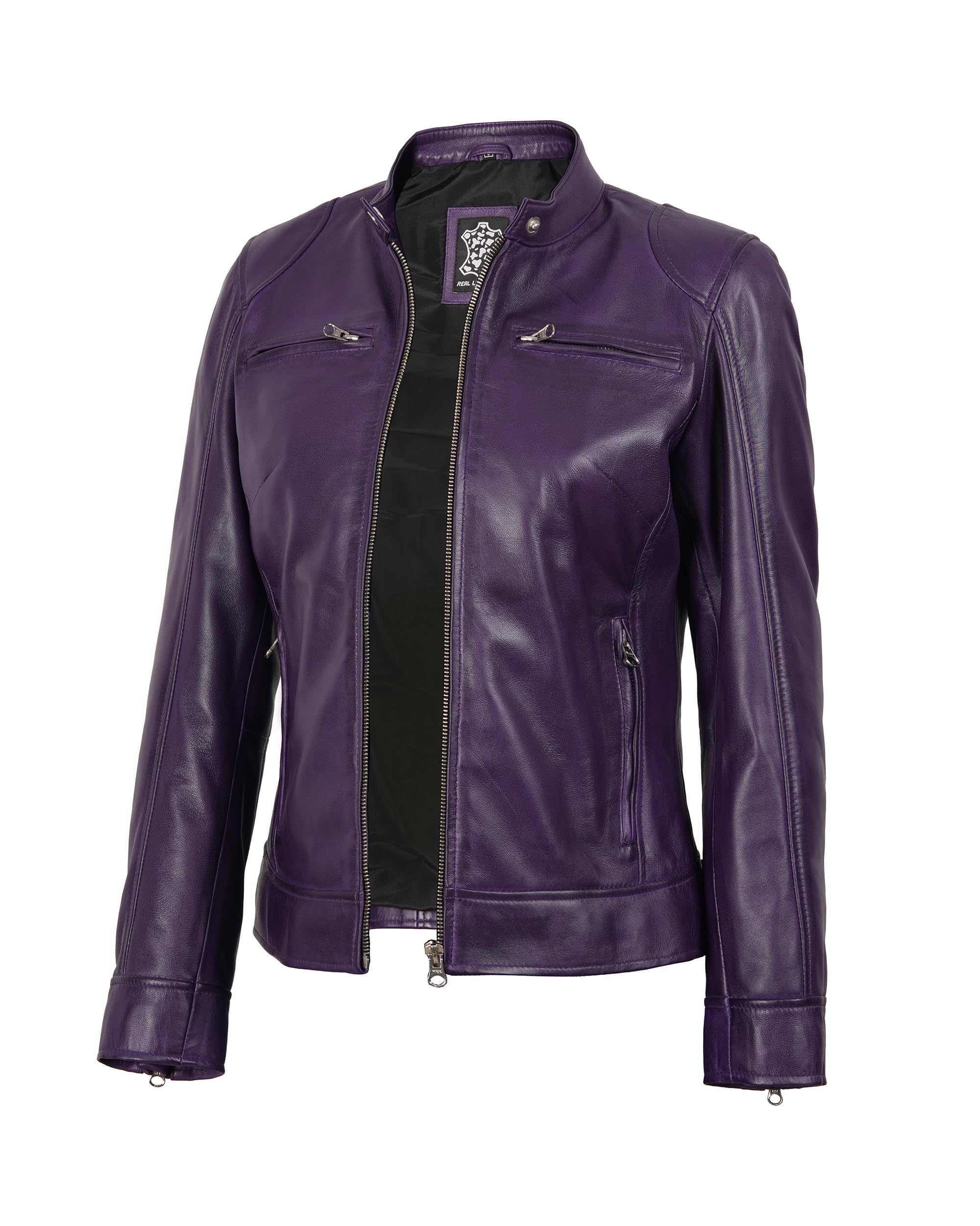 Decrum Leather Jackets For Women Cafe Racer