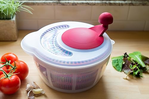 Miniatura 7 de Westmark Germany Centrifugador de ensaladas fácil de usar para secar las verduras y mejorar el sabor de los condimentos, de 10 pulgadas