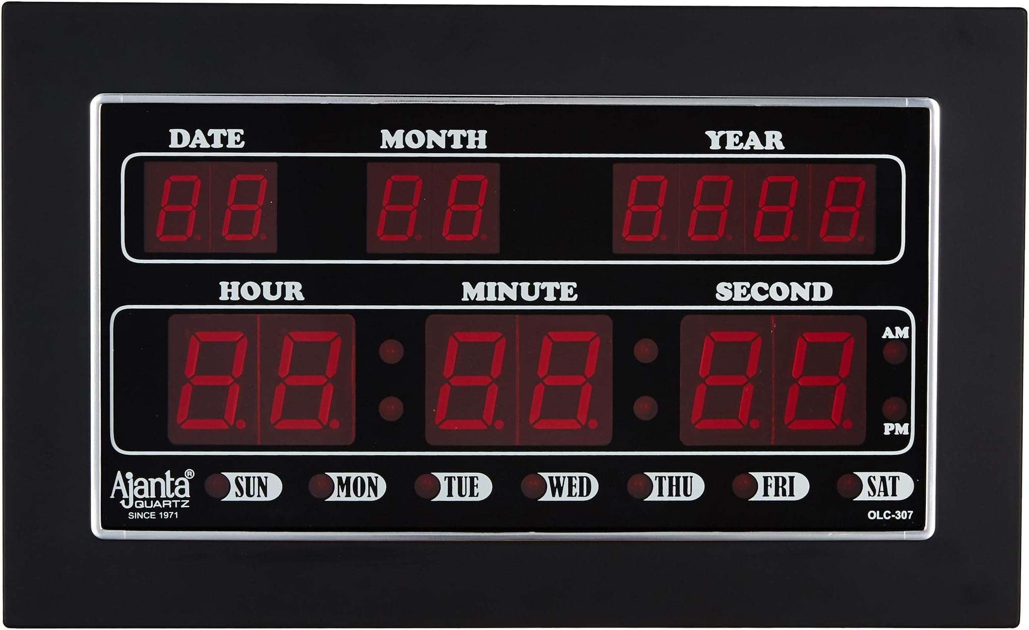 Buy Ajanta Quartz Plastic Digital LED Rectangle Wall Clock (DC 017, 39. ...