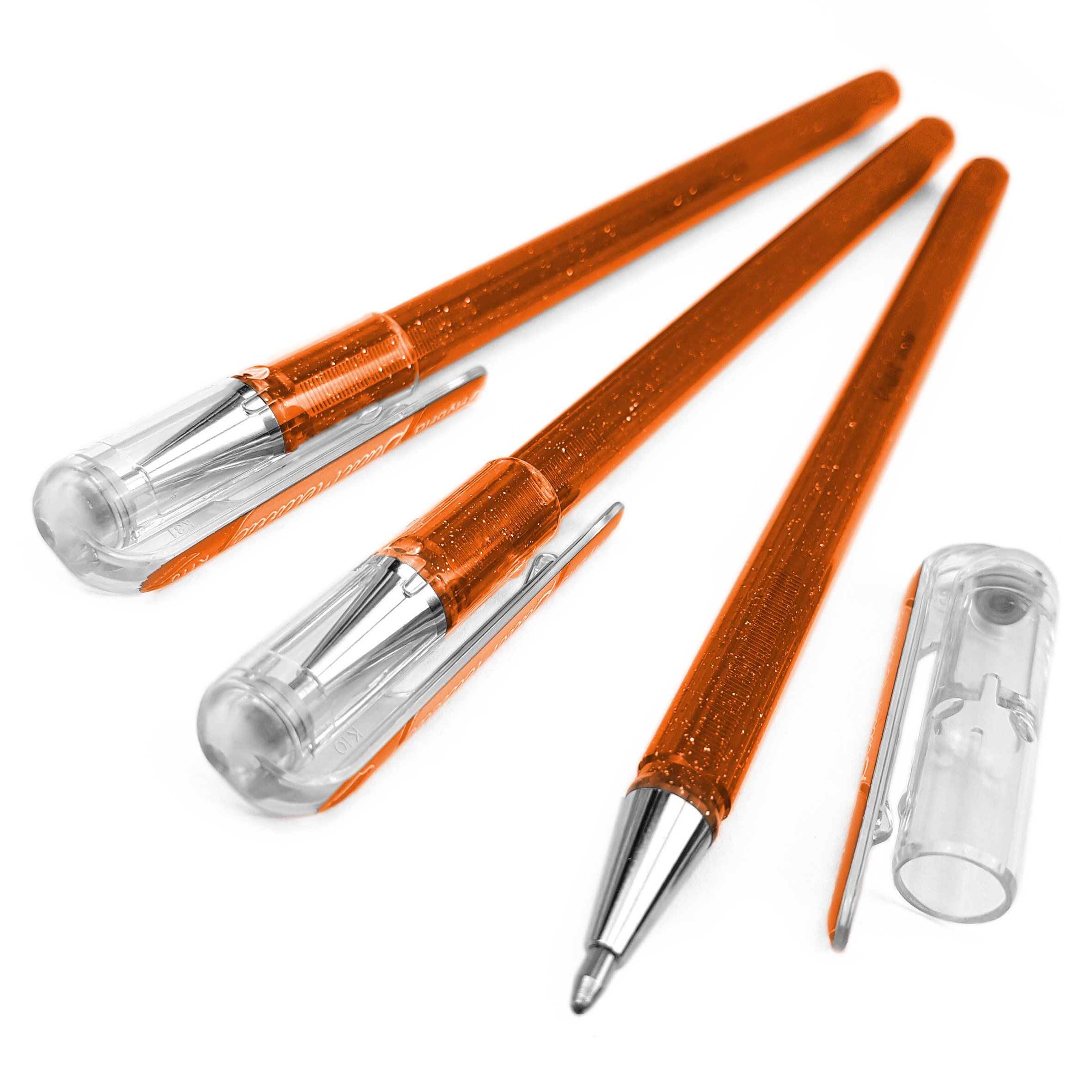 Pentel Hybrid - Dual Metallic - Liquid Gel Rollerball Pen - K110 - Pack of 3 - Orange/Metallic Yellow