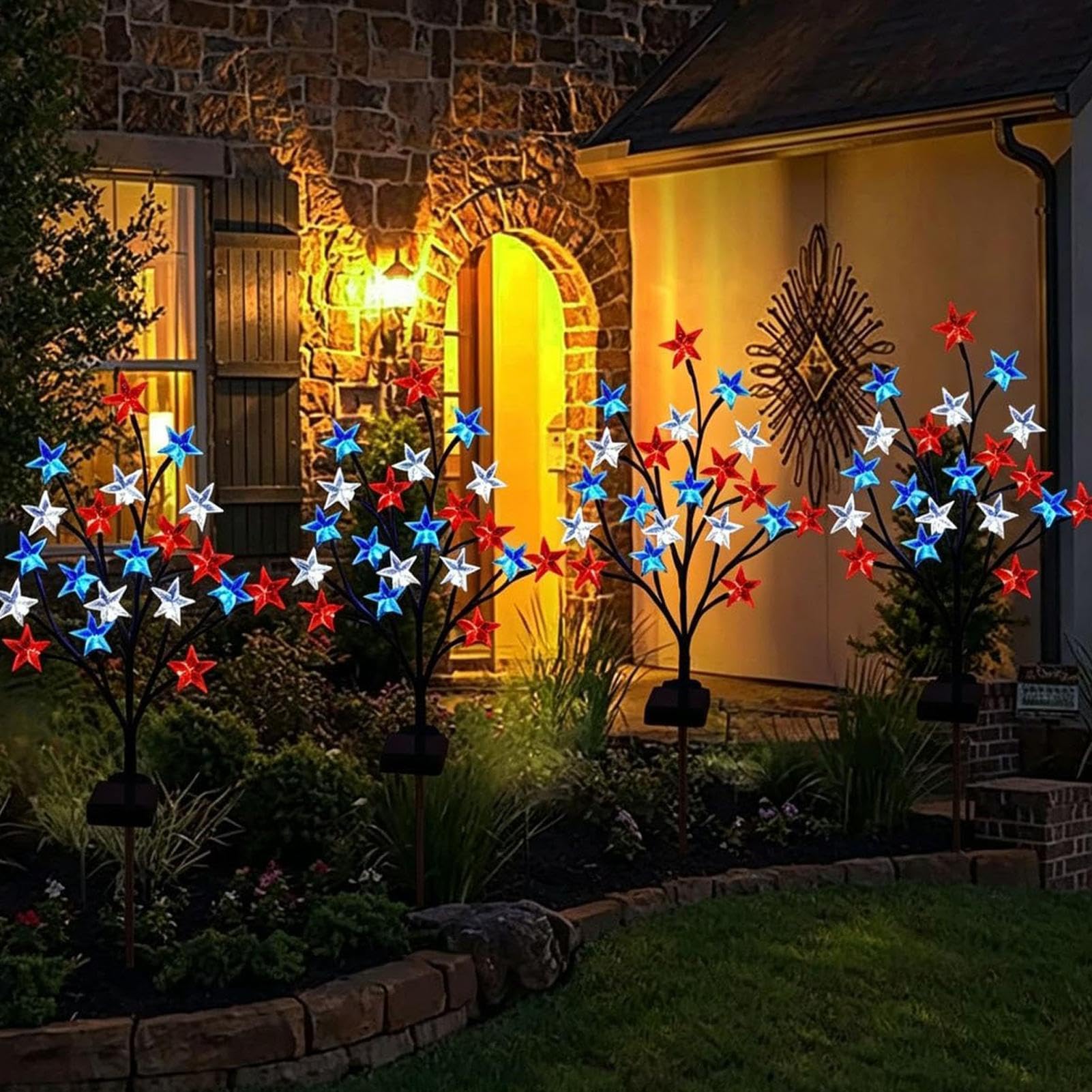 Lampy Solarne Ogrodowe - Palik W Zestawie Wodoodporne Odporne Na Pogodę,8-Trybowe Lampy LED Do Ścieżek | Dla Właścicieli Domów Ogrodników Ogrodu Podwórka Patio Podjazdu Tylnego