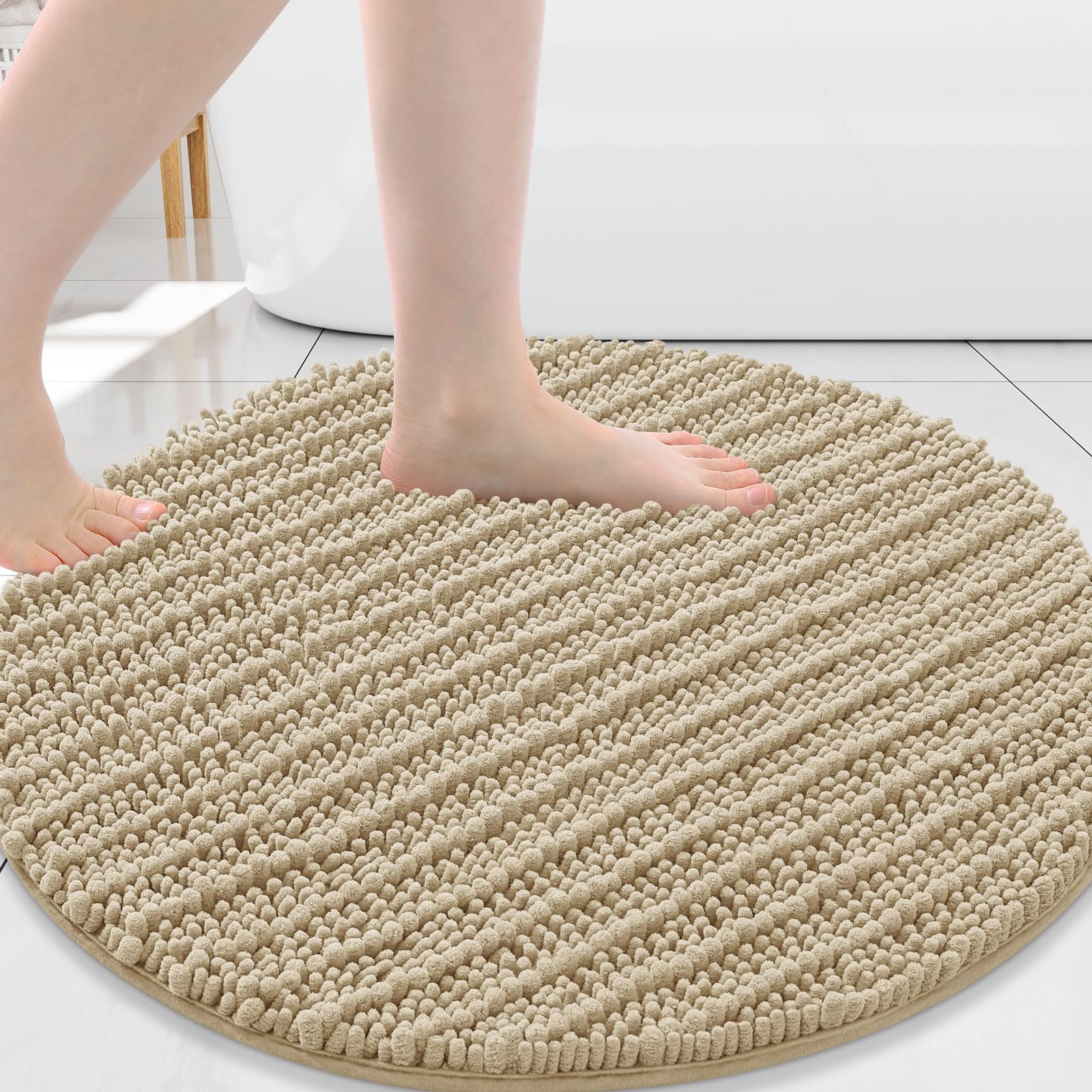 Arotive Round Bathroom Rugs 30x30, Soft Absorbent Chenille Shaggy Bath Mat