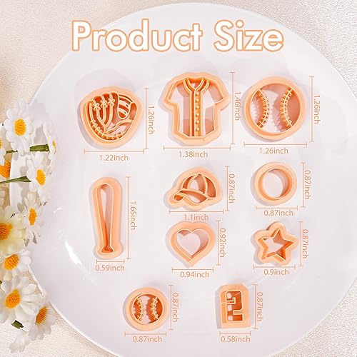 Miniatura 2 de Puocaon Cortadores de arcilla polimérica de béisbol, 10 piezas de cortadores de arcilla deportiva para fabricación de aretes de arcilla polimérica