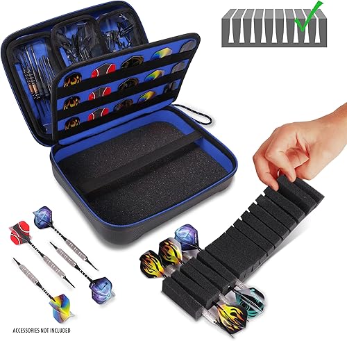 Miniatura 24 de USA Gear Funda de dardos semidura XL - Estuche de transporte de dardos para dardos (15), puntas de dardos, ejes de dardos, vuelos de dardos y más