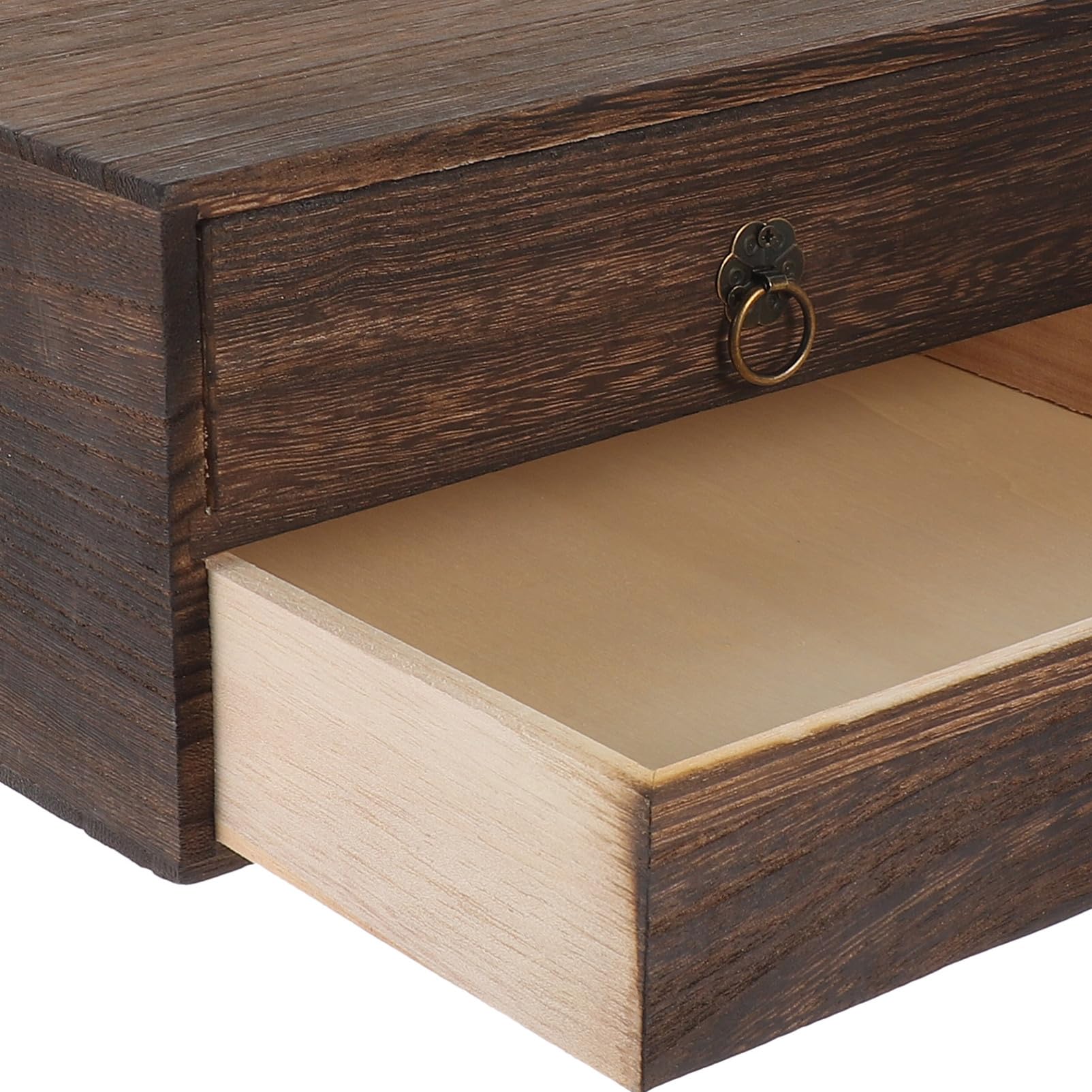 Garneck Boîte Tiroir en Bois Marron Vintage à 2 Niveaux, Boîte de Rangement à Tiroirs Solide et Empilable pour Articles Divers Design Fonctionnel et Capacité de Charge Élevée