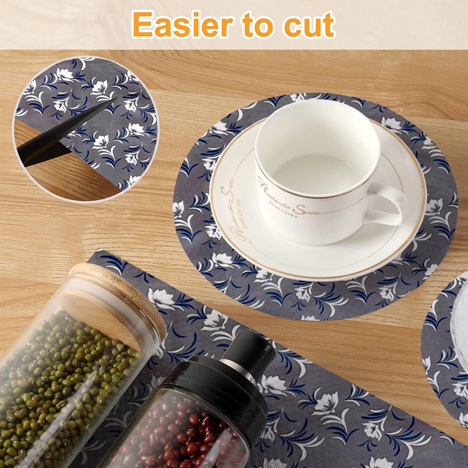 Kitchen Drawer Shelf Liner - 5M Roll, Grey -4 Kitchen Drawer Shelf Liner - 5M Roll, Grey -4