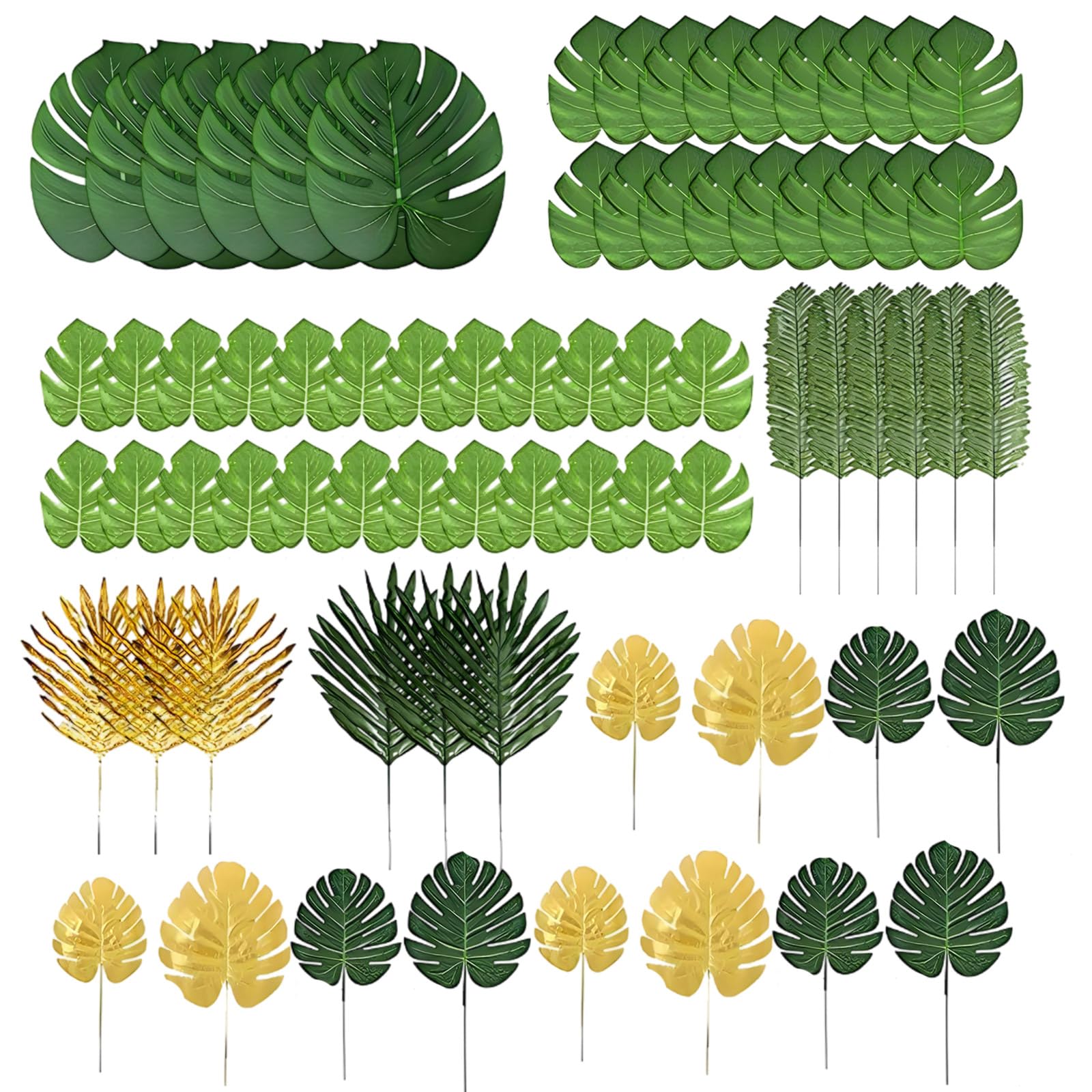 Qusinfc 72Pcs Realistic Monstera Decor for Vase Arrangements, Wedding Backdrops, Party Table Centerpieces Foliage Arrangement Collection