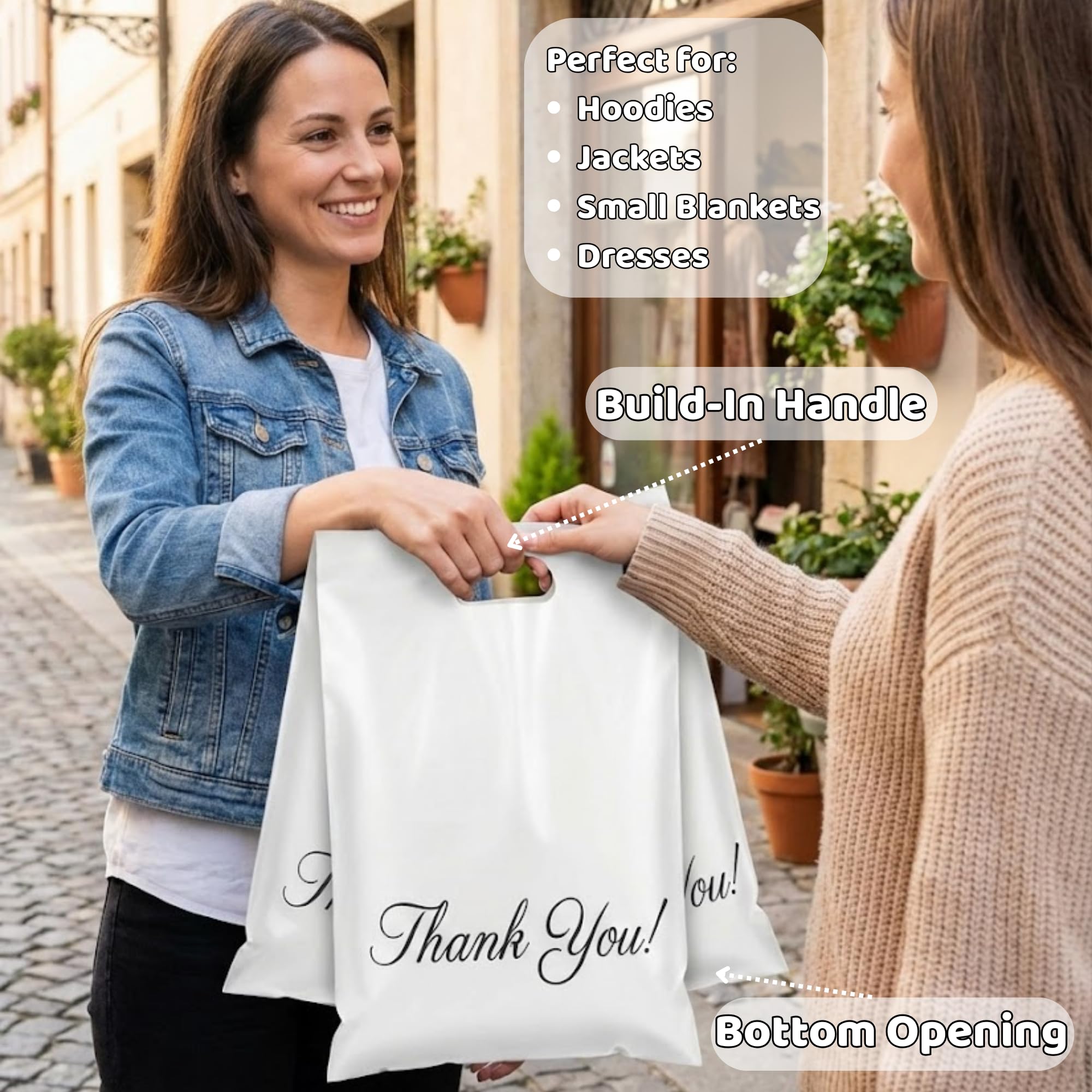 Poly Mailers 12x15 with Handle, 50 Pack Shipping Bags, Packaging Bags, Thank You Bags, Self Adhesive Small Business Supplies, Shipping Supplies