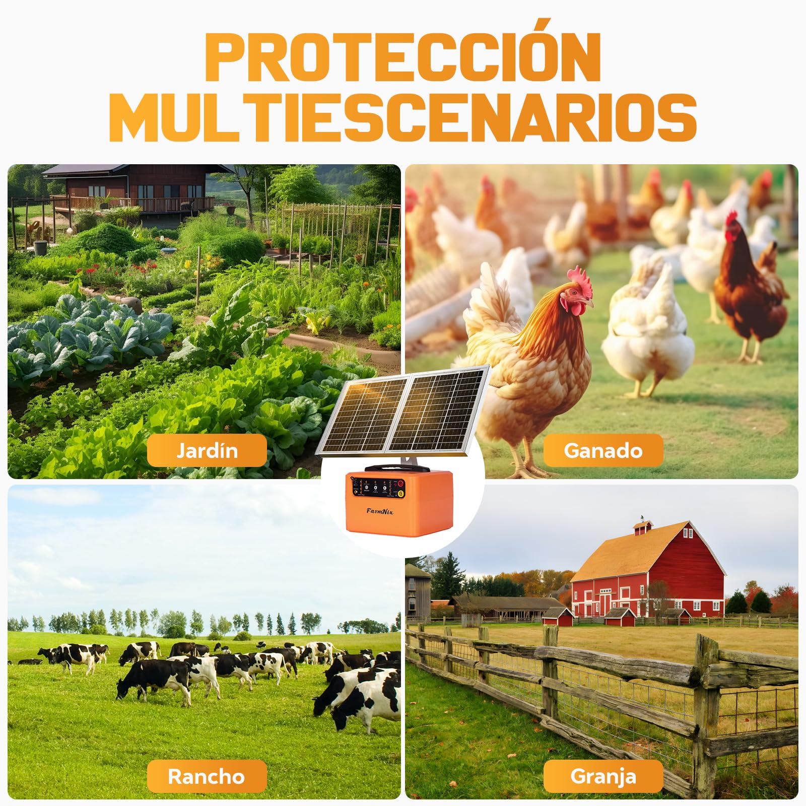 48KM Solar Pastor Electrico, 0.3- 1.5J 6-12KV Ajustable Cerca eléctrica Controlador para Granja de animales, Pastor Eléctrico Electrificador para Ganado, Aves, Granja