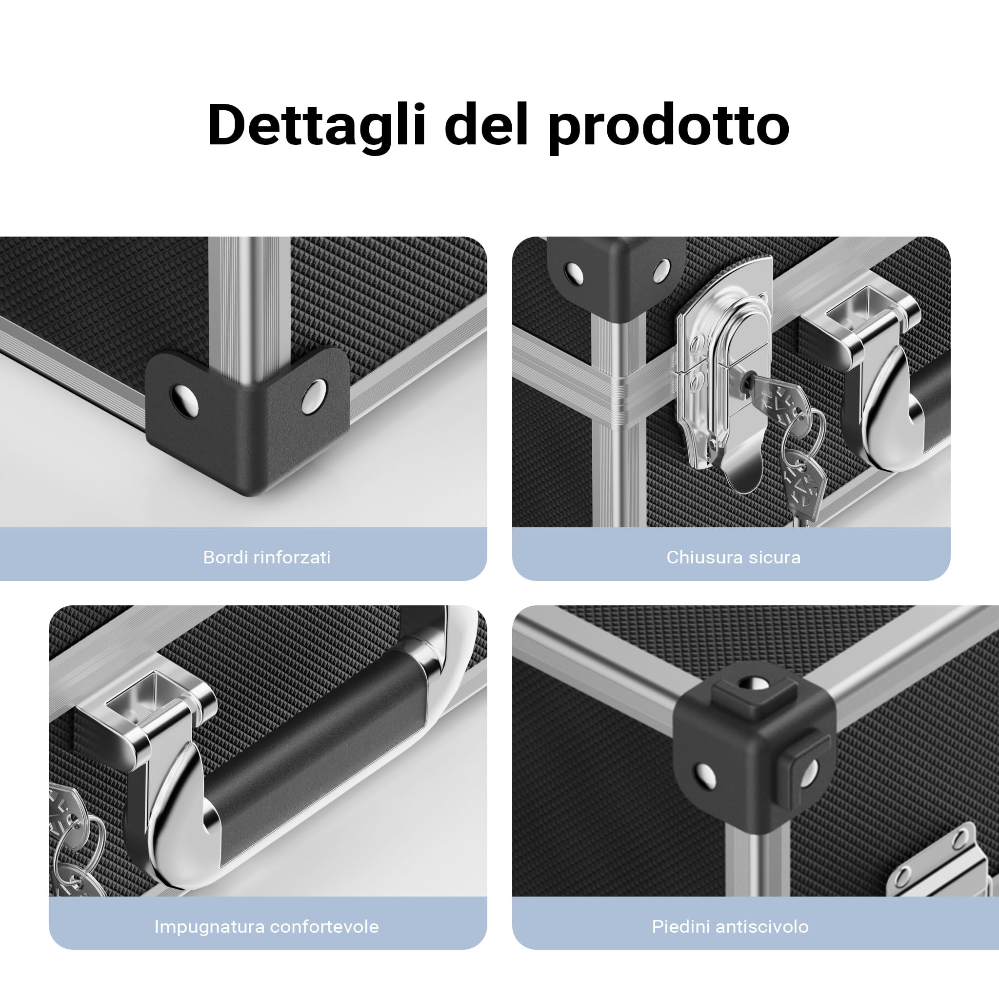 Valigetta di trasporto in PVC ed alluminio 32x23x16cm portaoggetti portattrezzi